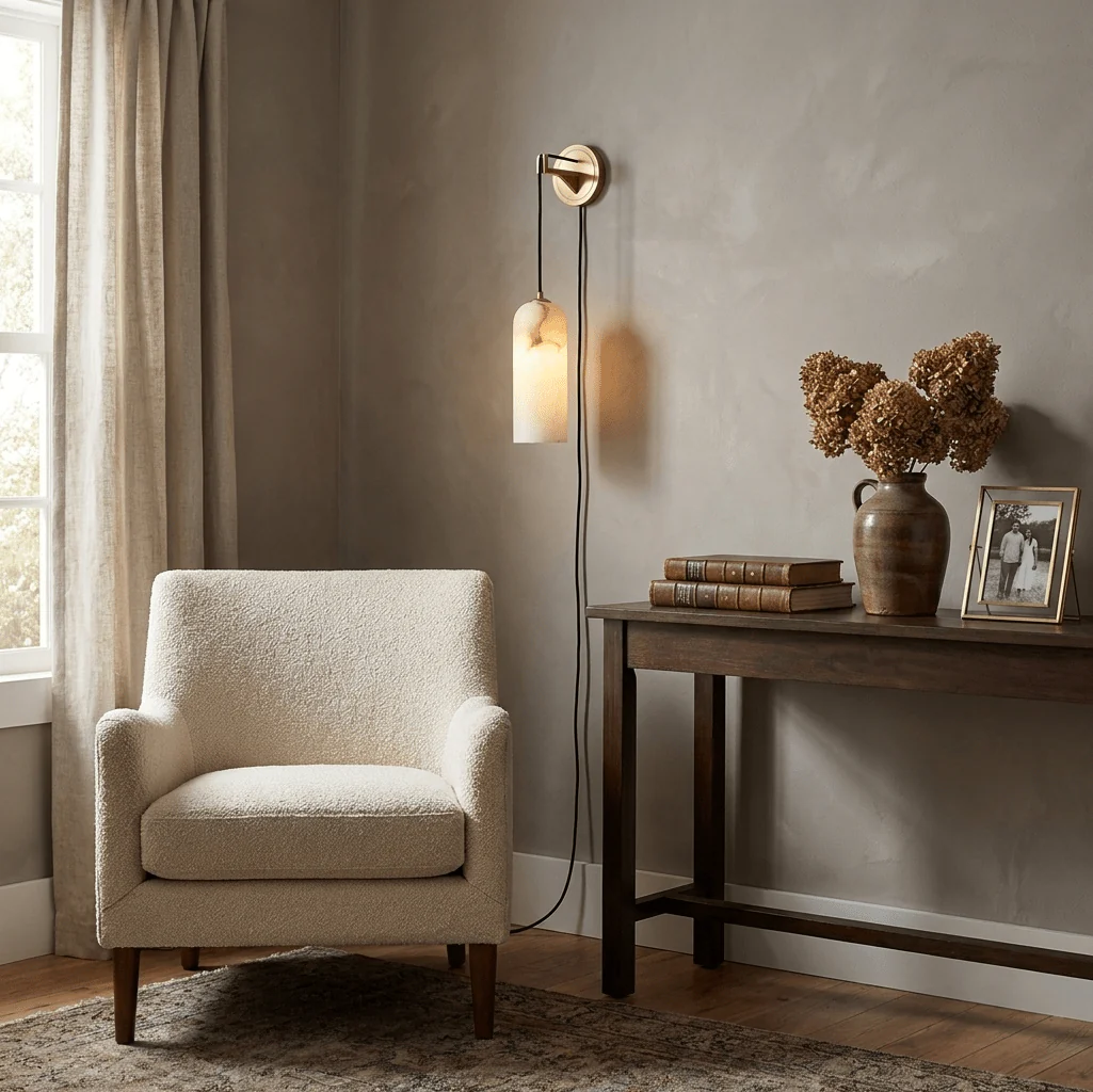 Monty Alabaster Plug-in Wall Lamp - Image 5
