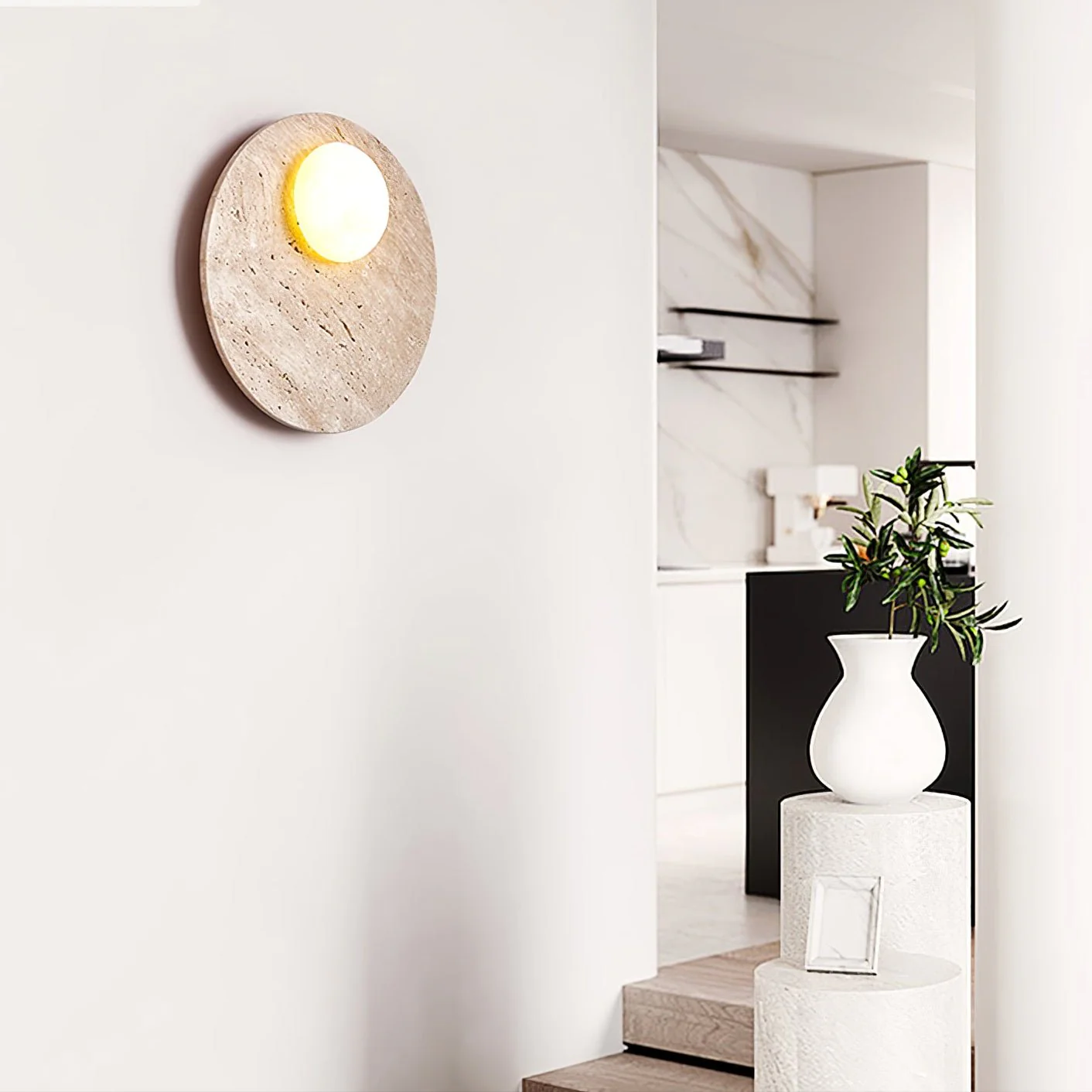 Moonwake Travertine Sconce - Image 3