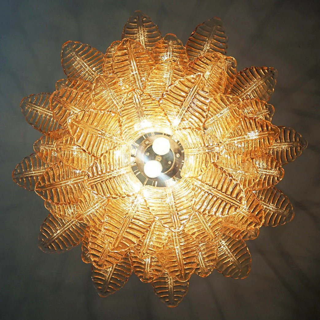 Murano Amber Glass Leaf Chandelier - Image 10