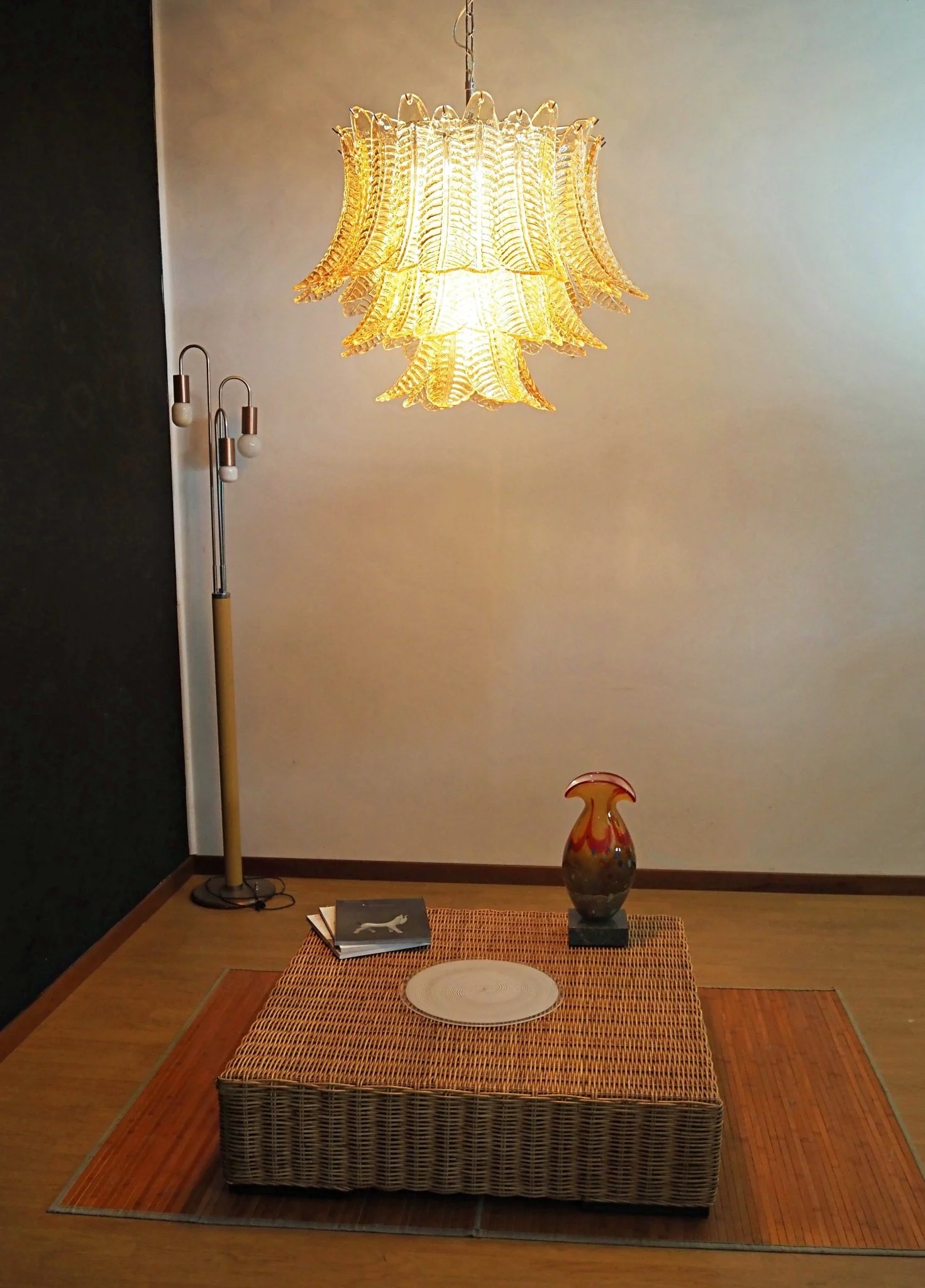 Murano Amber Glass Leaf Chandelier - Image 13