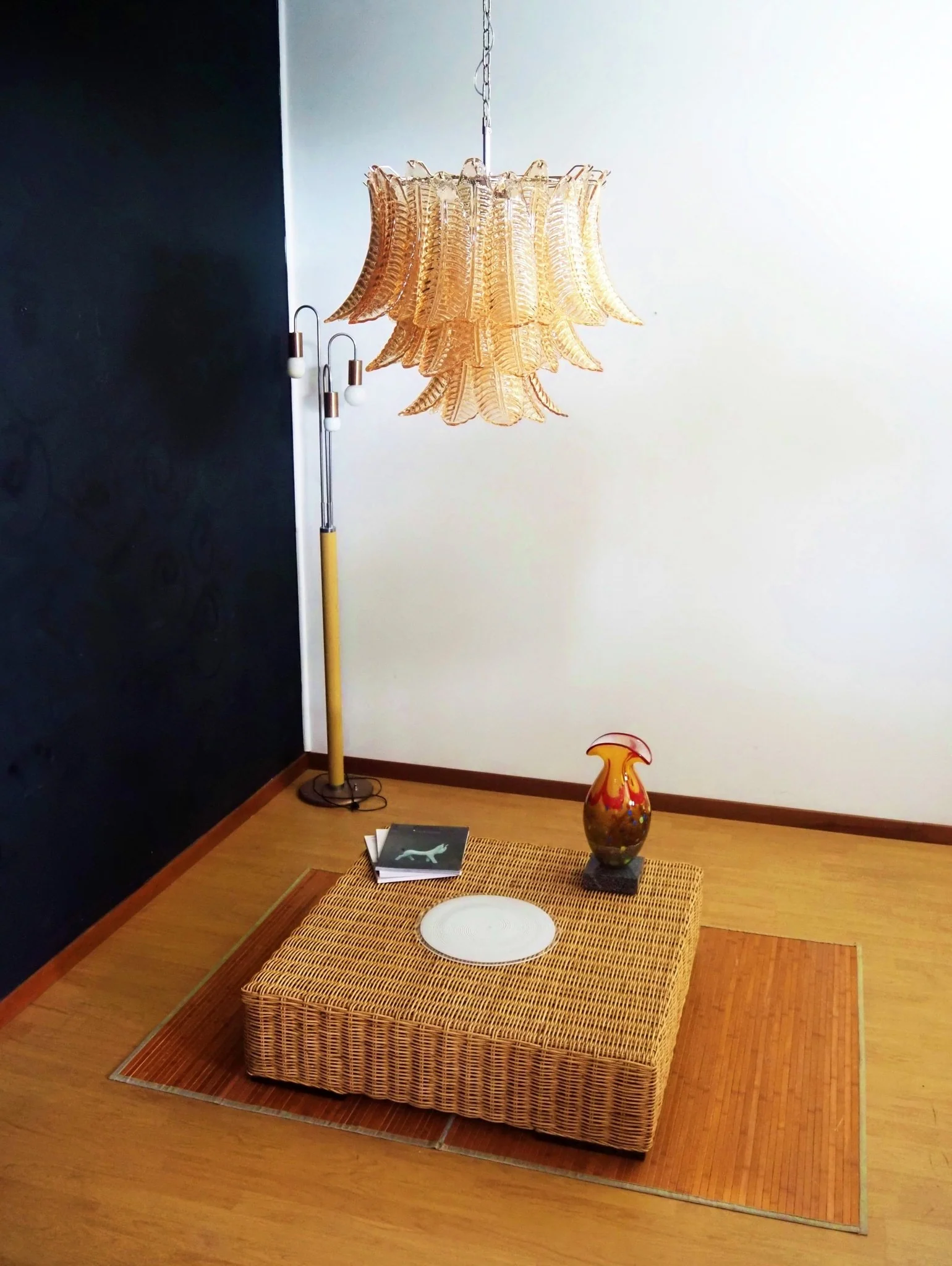 Murano Amber Glass Leaf Chandelier - Image 14