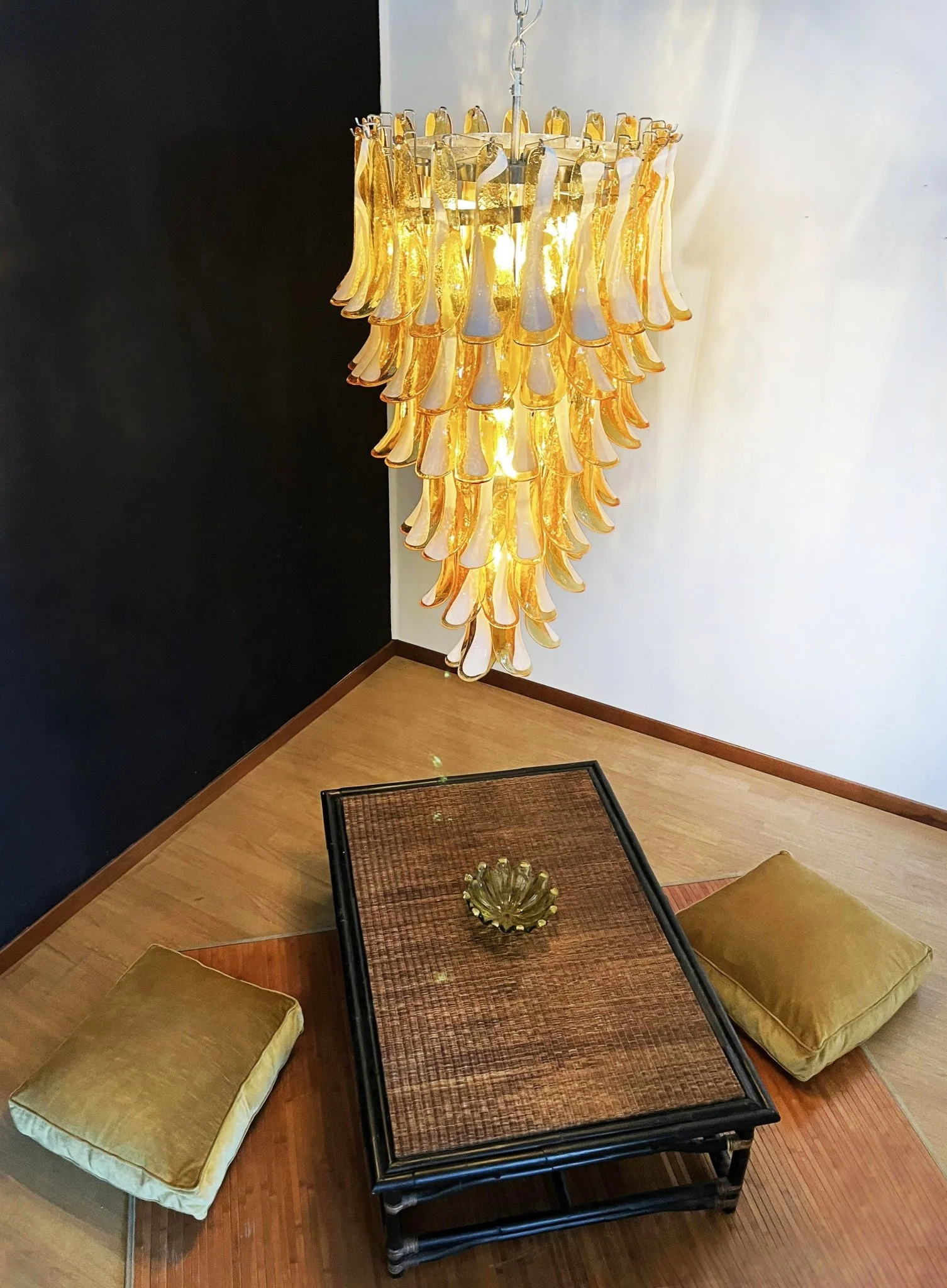 Murano Amber Petals Spiral Chandelier - Image 4
