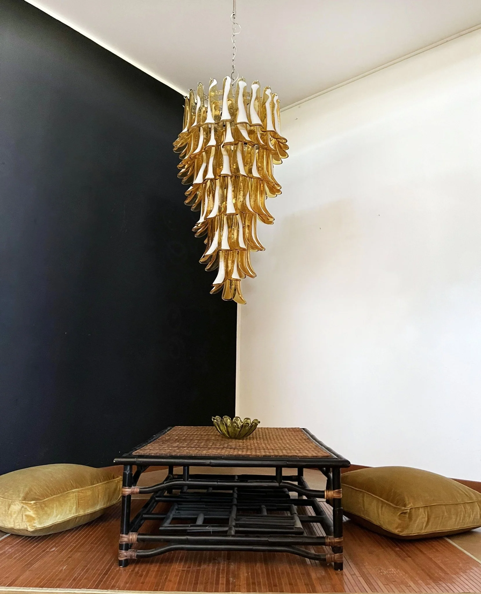 Murano Amber Petals Spiral Chandelier - Image 5