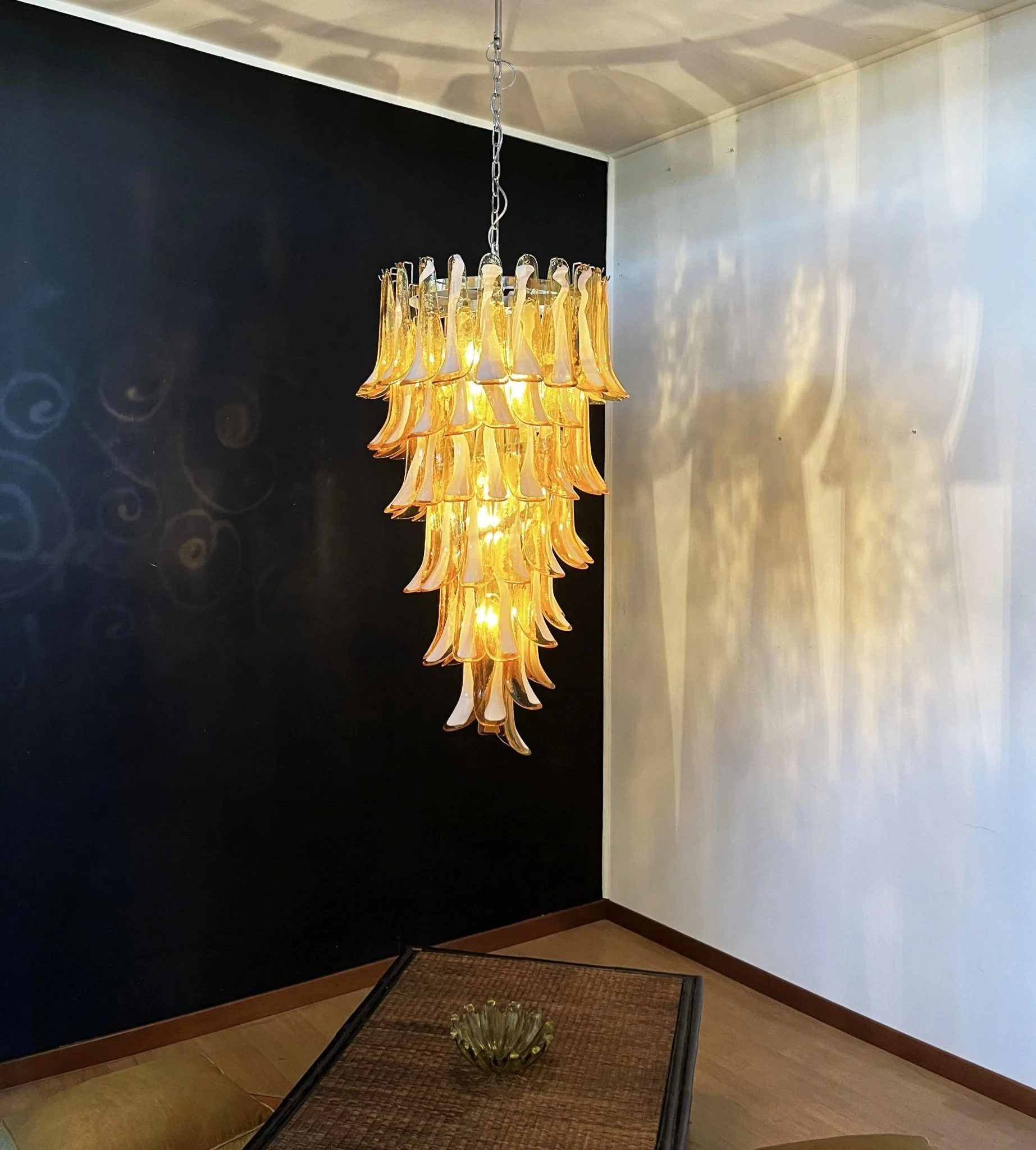 Murano Amber Petals Spiral Chandelier - Image 9
