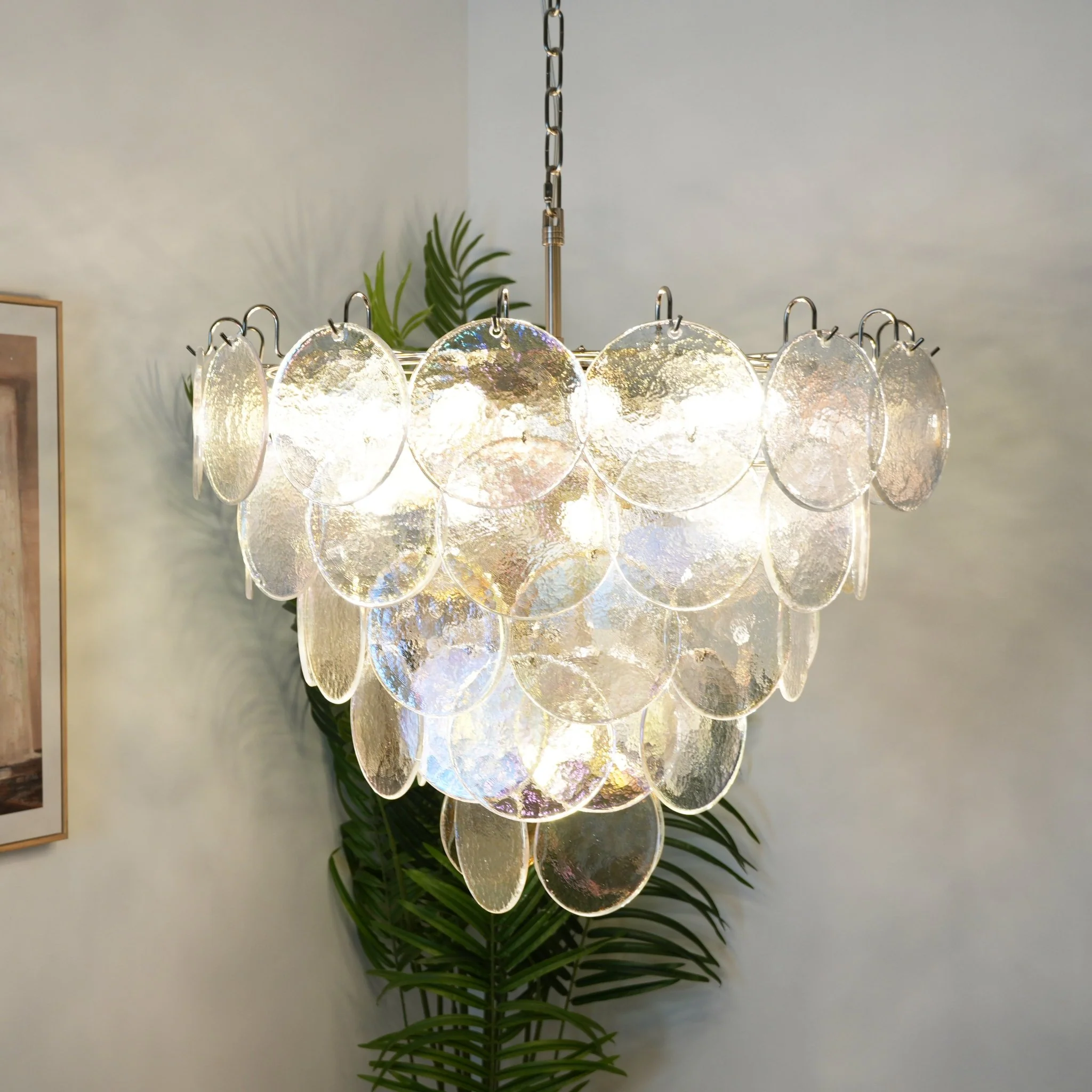 Murano Disc Iridescent Chandelier - Image 2