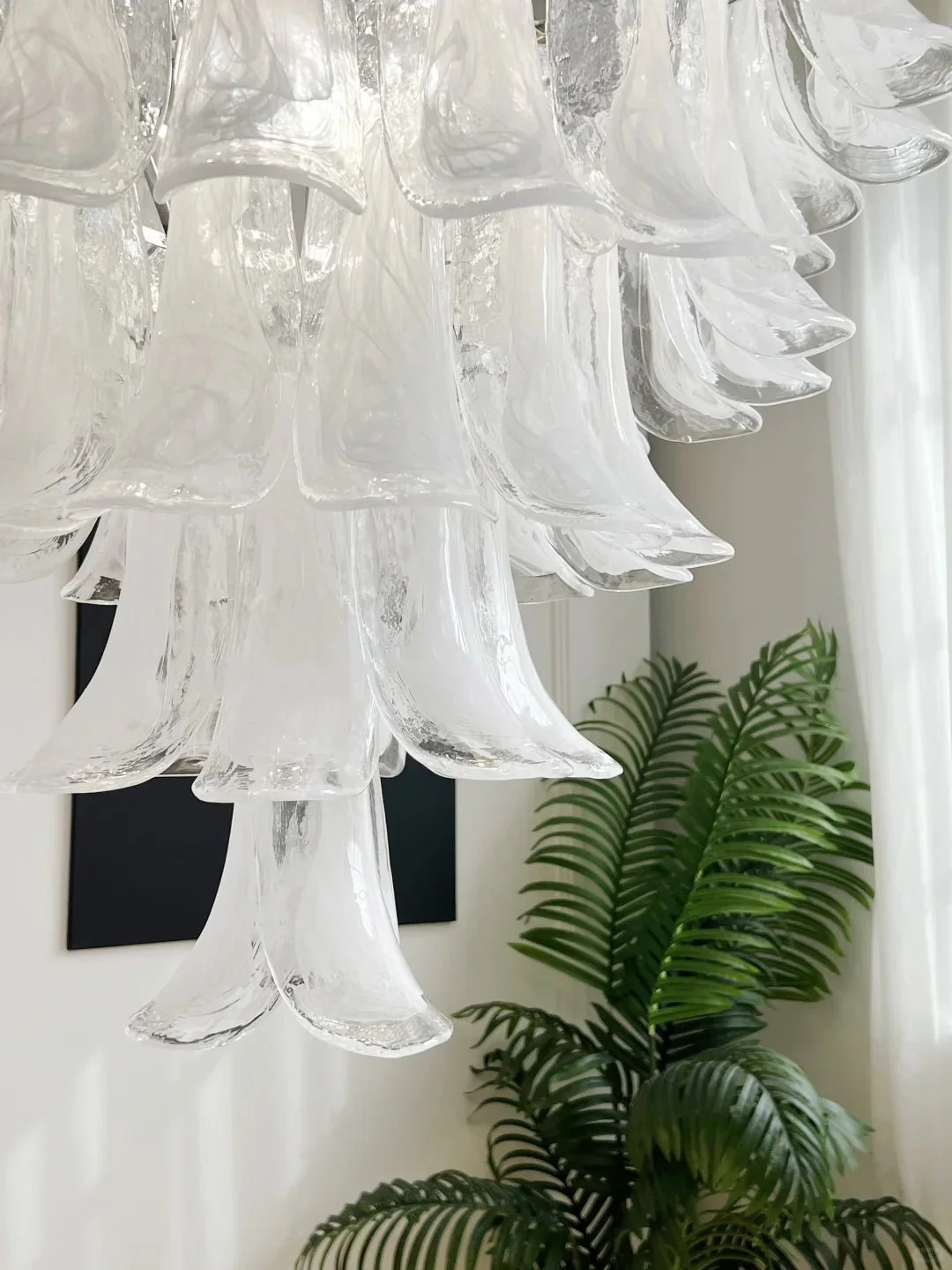 Murano White Glass Petals Chandelier - Image 13