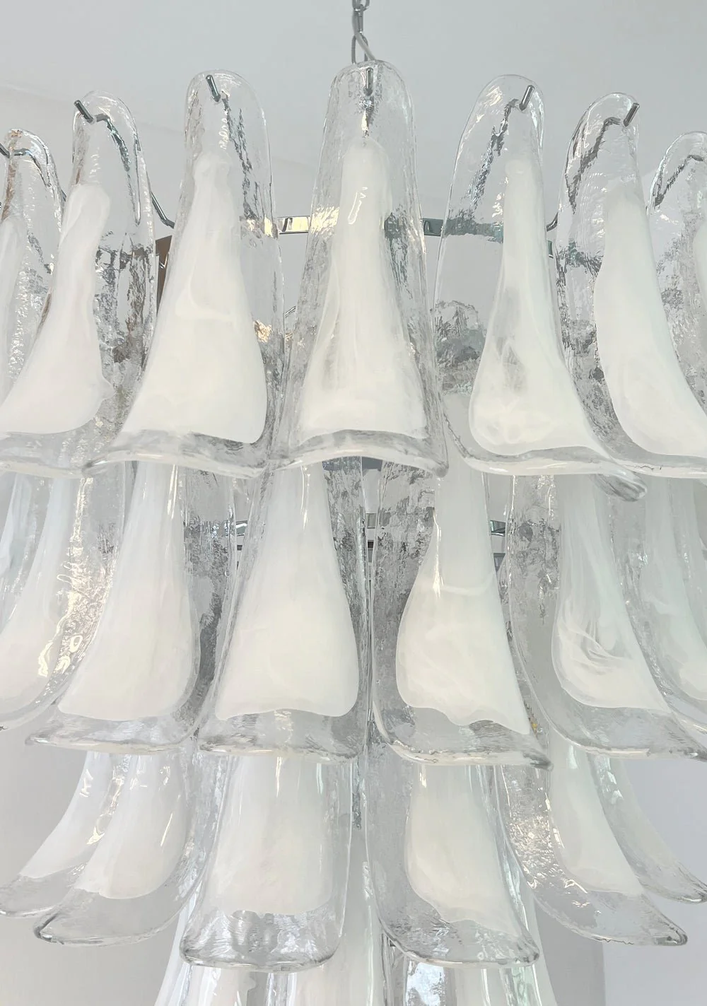 Murano White Glass Petals Chandelier - Image 14