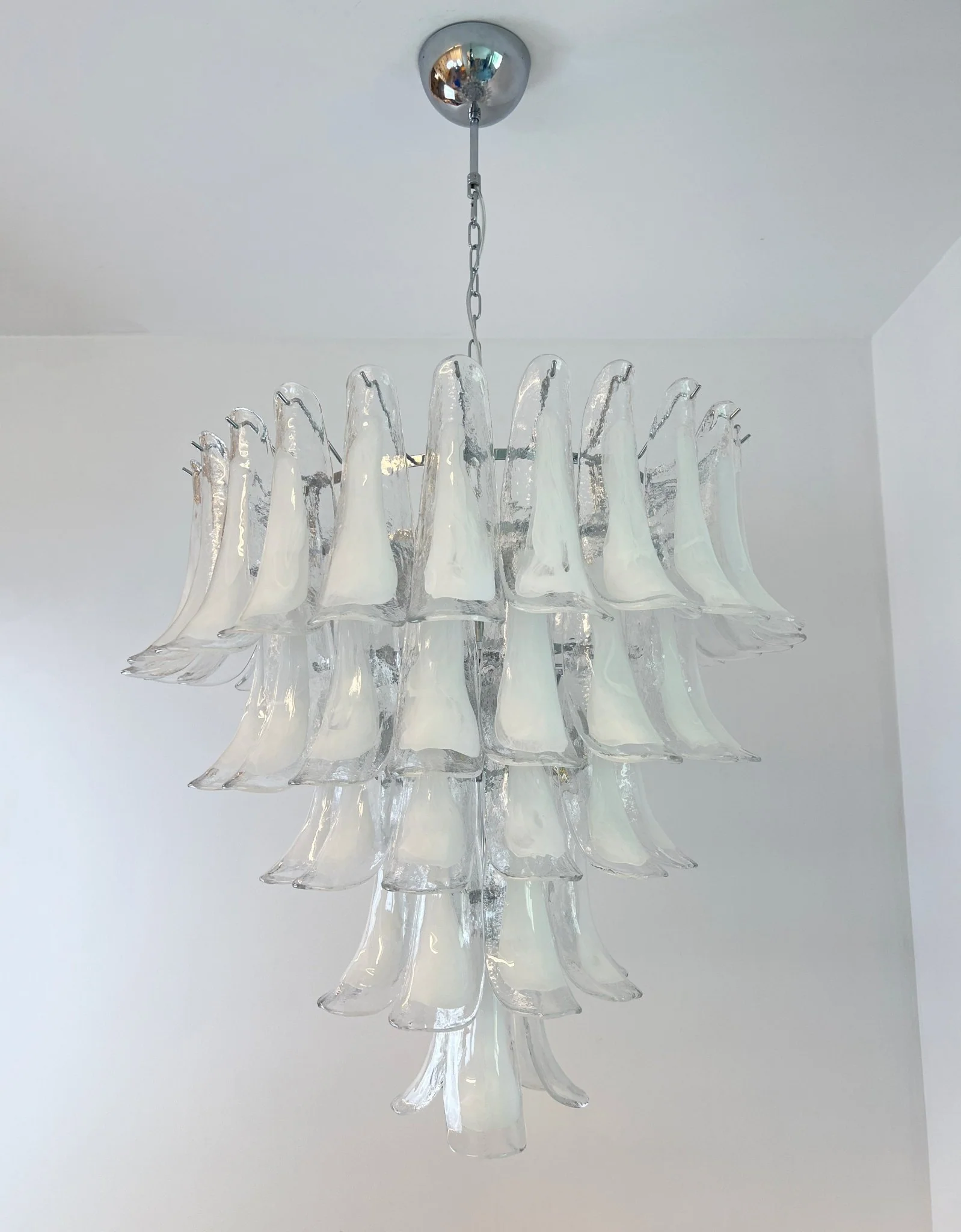 Murano White Glass Petals Chandelier - Image 17