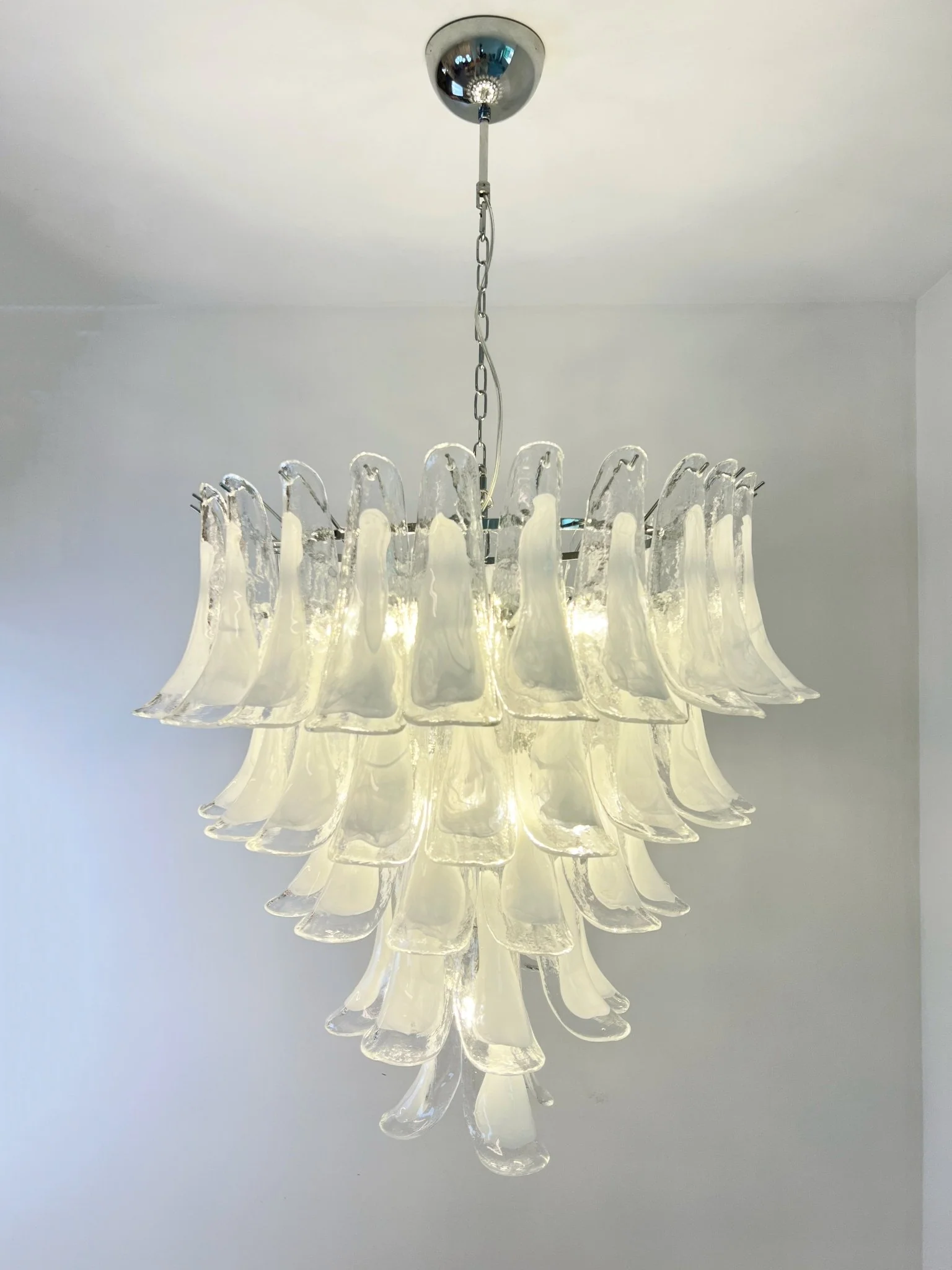 Murano White Glass Petals Chandelier - Image 18