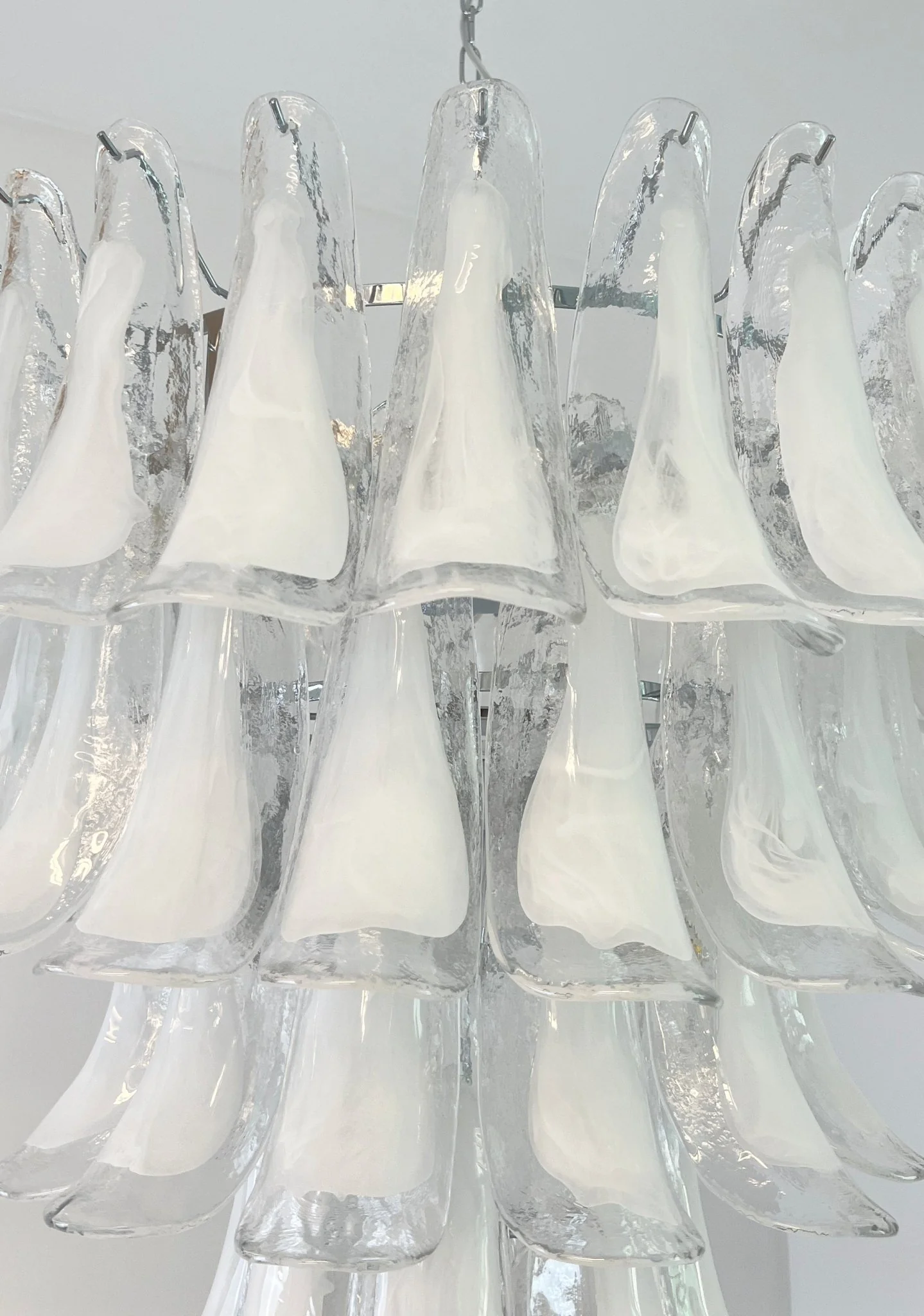 Murano White Glass Petals Chandelier - Image 19