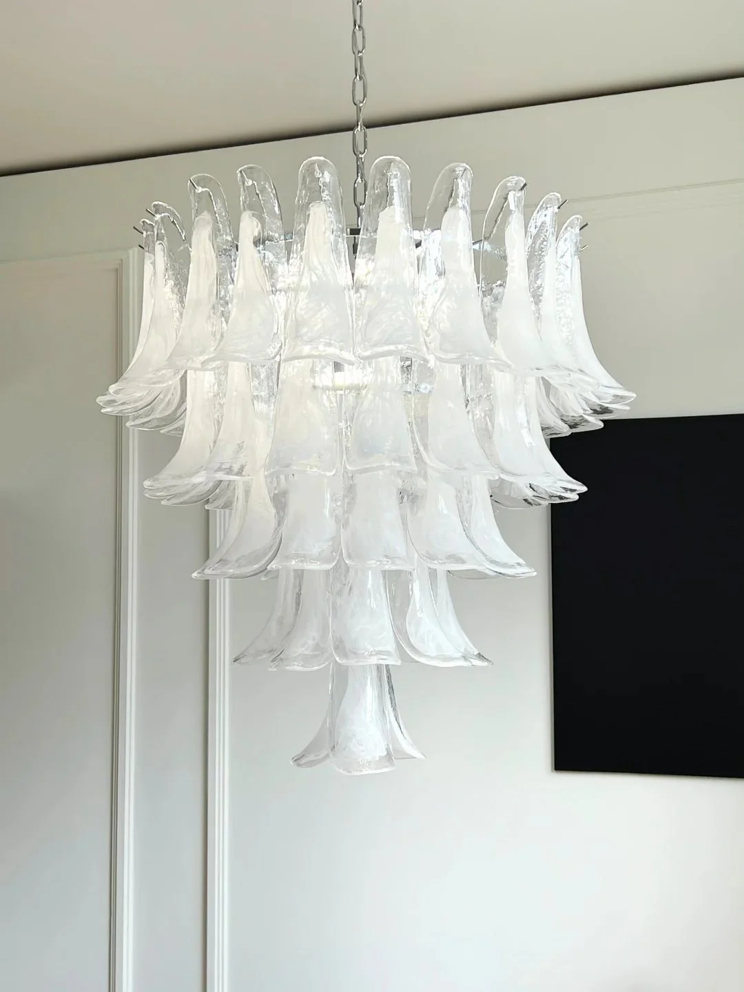 Murano White Glass Petals Chandelier - Image 22