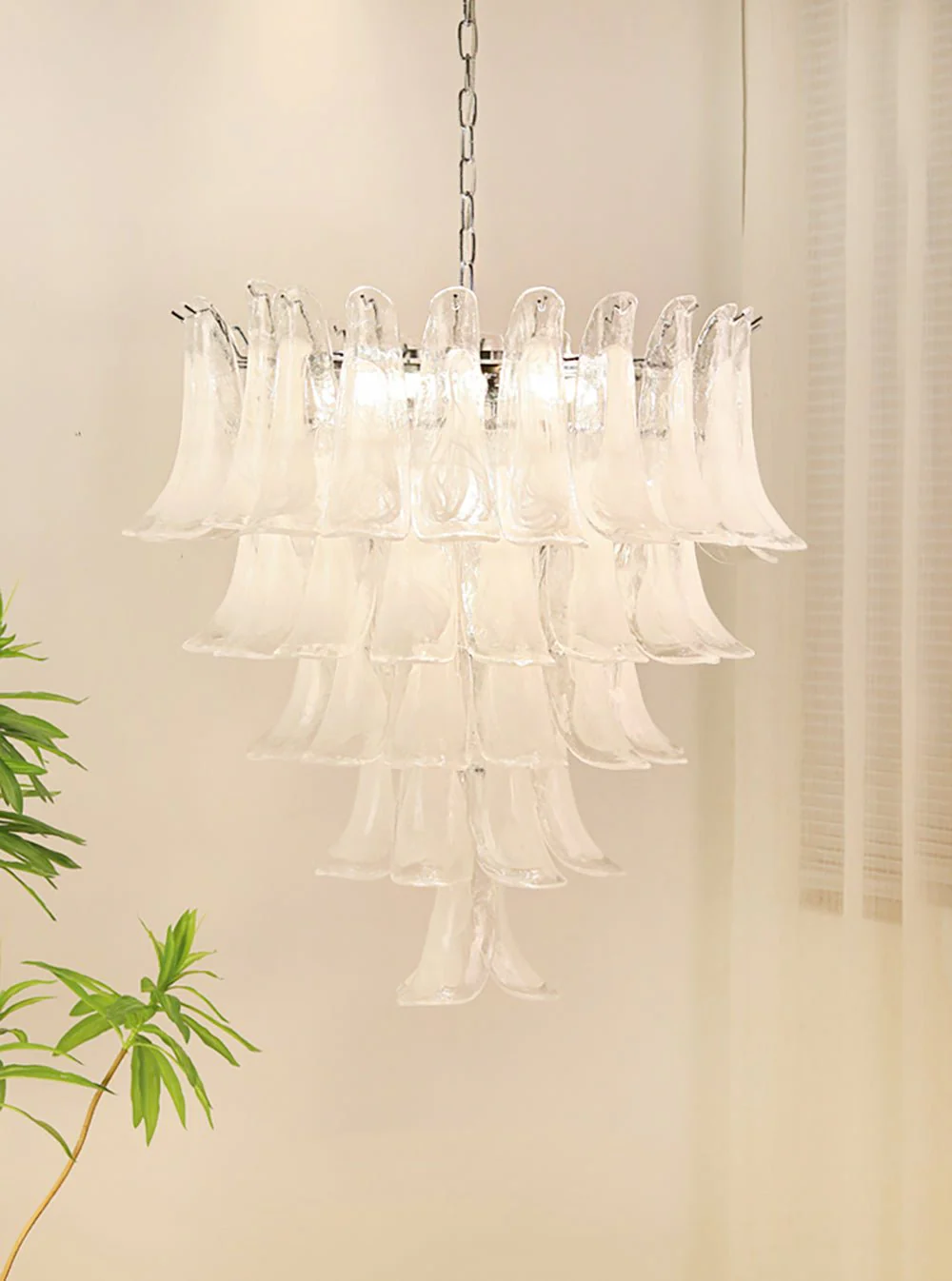Murano White Glass Petals Chandelier - Image 23