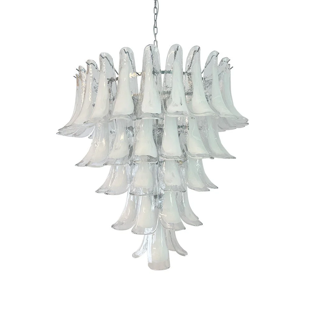Murano White Glass Petals Chandelier - Image 26