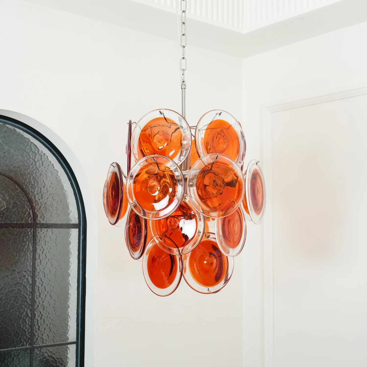 Murano Orange Disk Glass Chandelier - Image 22