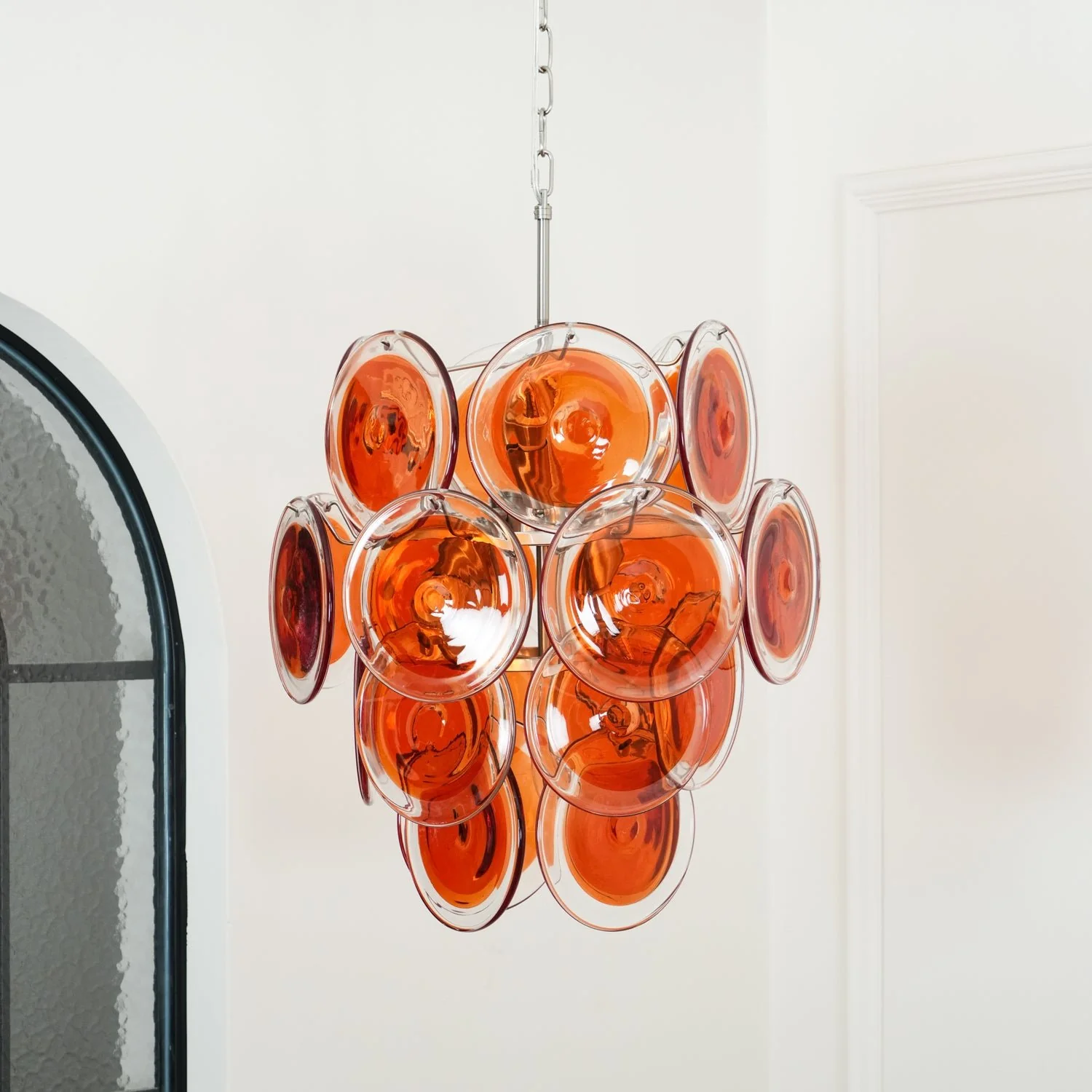 Murano Orange Disk Glass Chandelier - Image 7