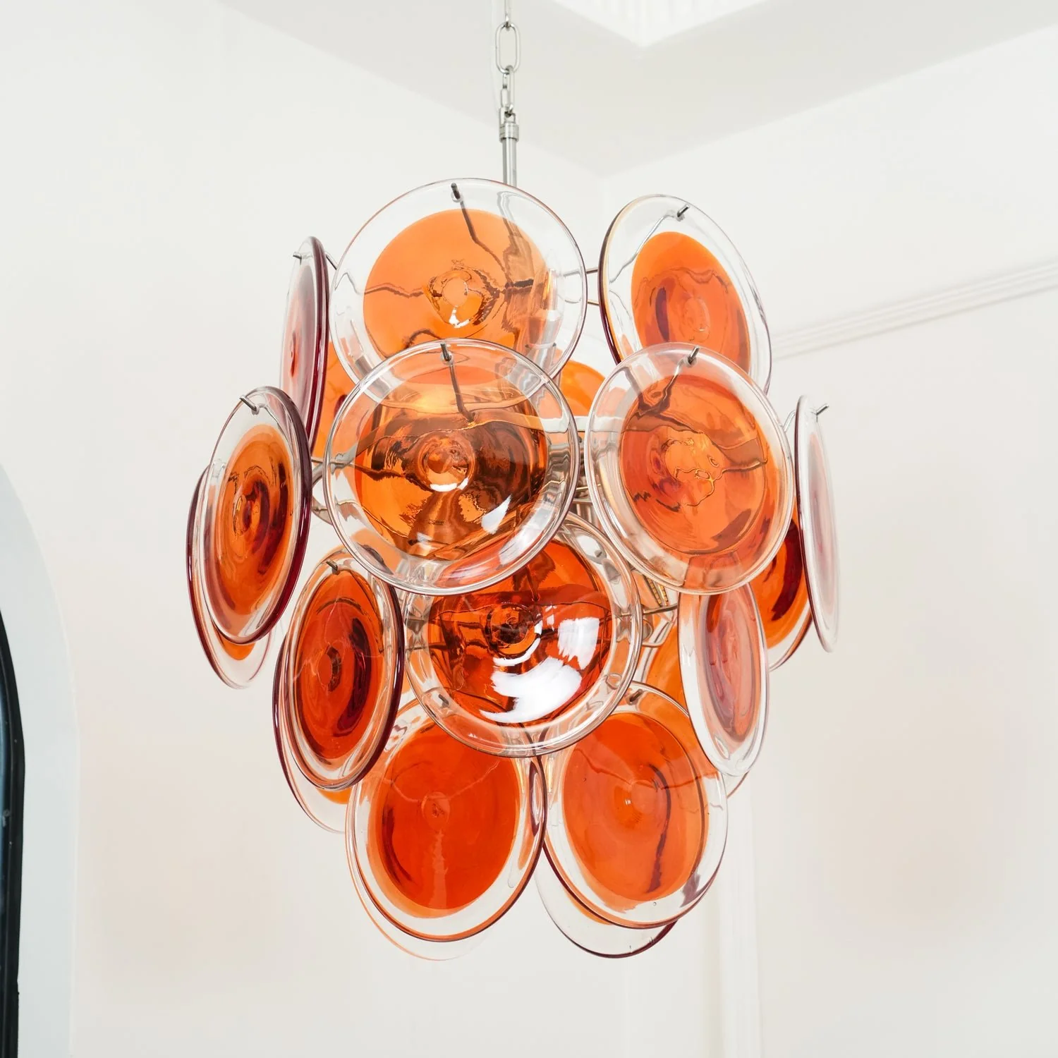 Murano Orange Disk Glass Chandelier - Image 9