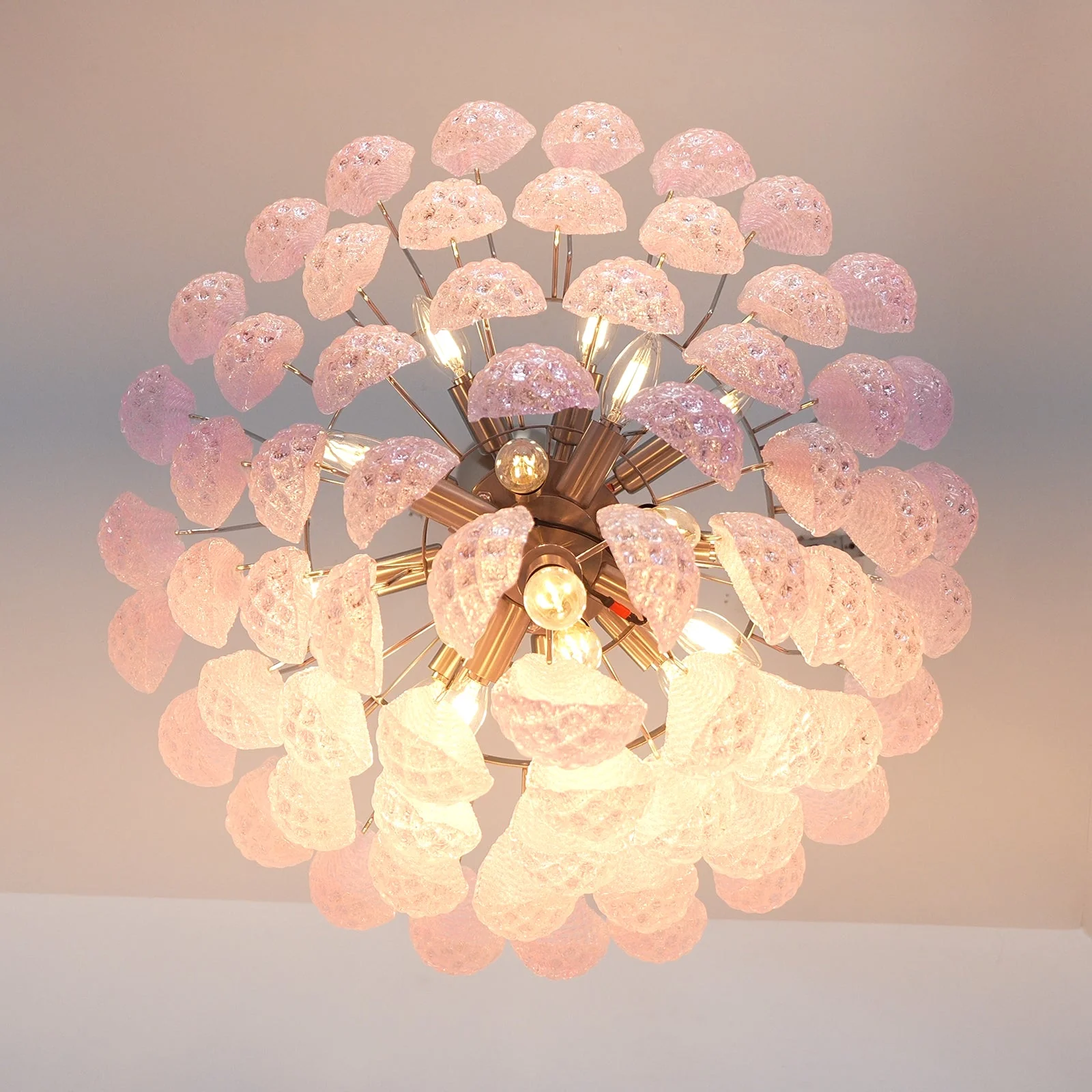 Murano Pink Glass Dewdrop Chandelier - Image 10