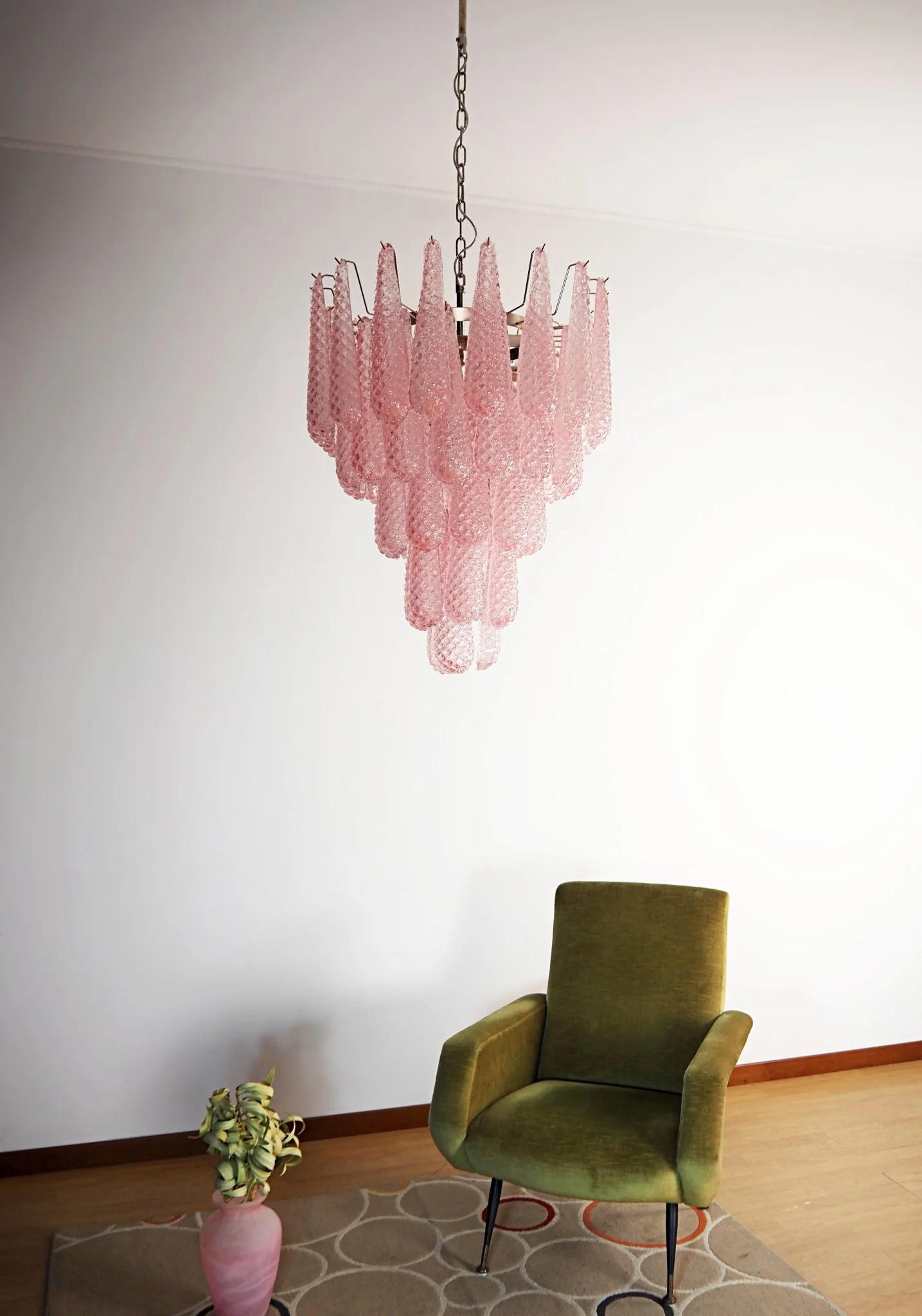 Murano Pink Glass Droplet Chandelier - Image 16