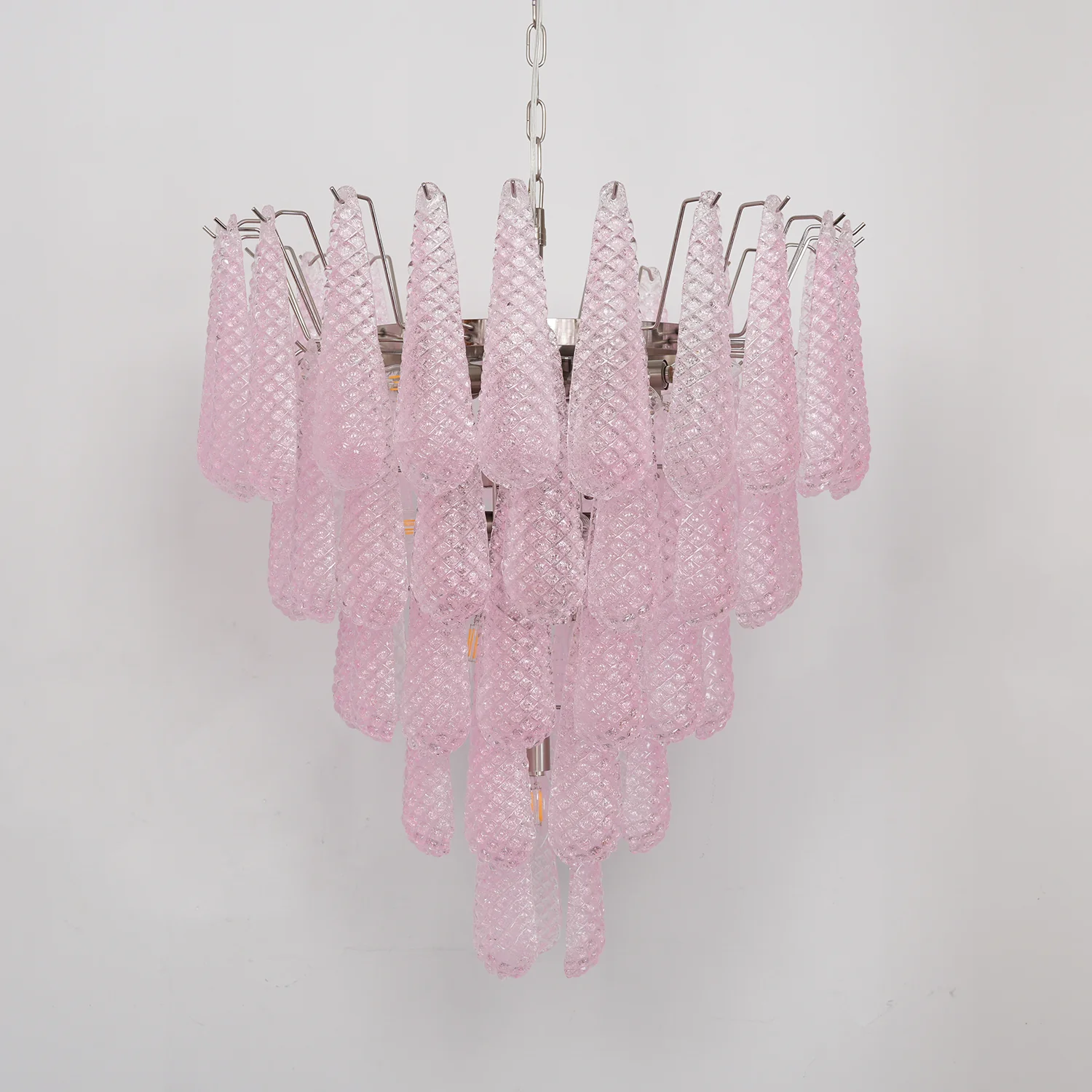 Murano Pink Glass Droplet Chandelier - Image 29