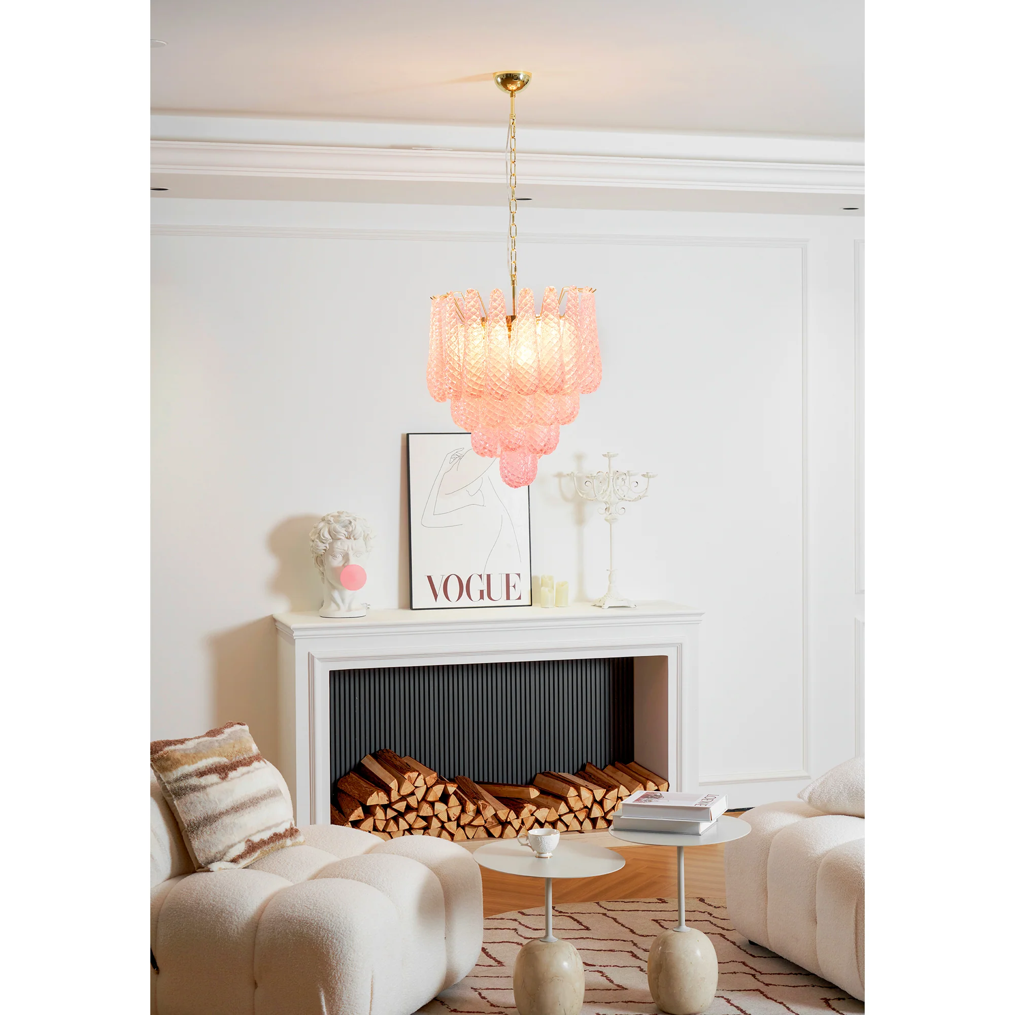 Murano Pink Glass Droplet Chandelier - Image 43