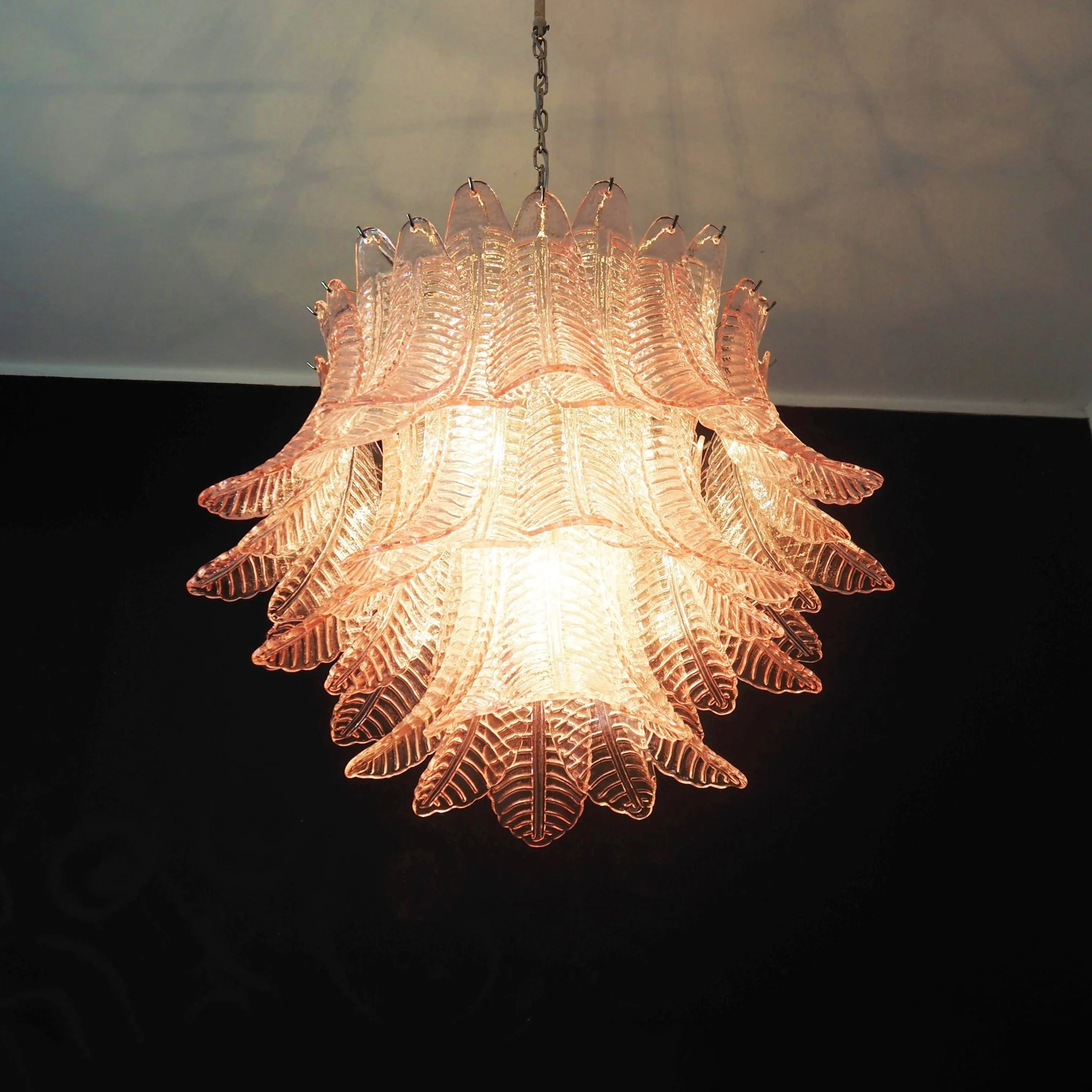Murano Pink Glass Leaf Chandelier - Image 5