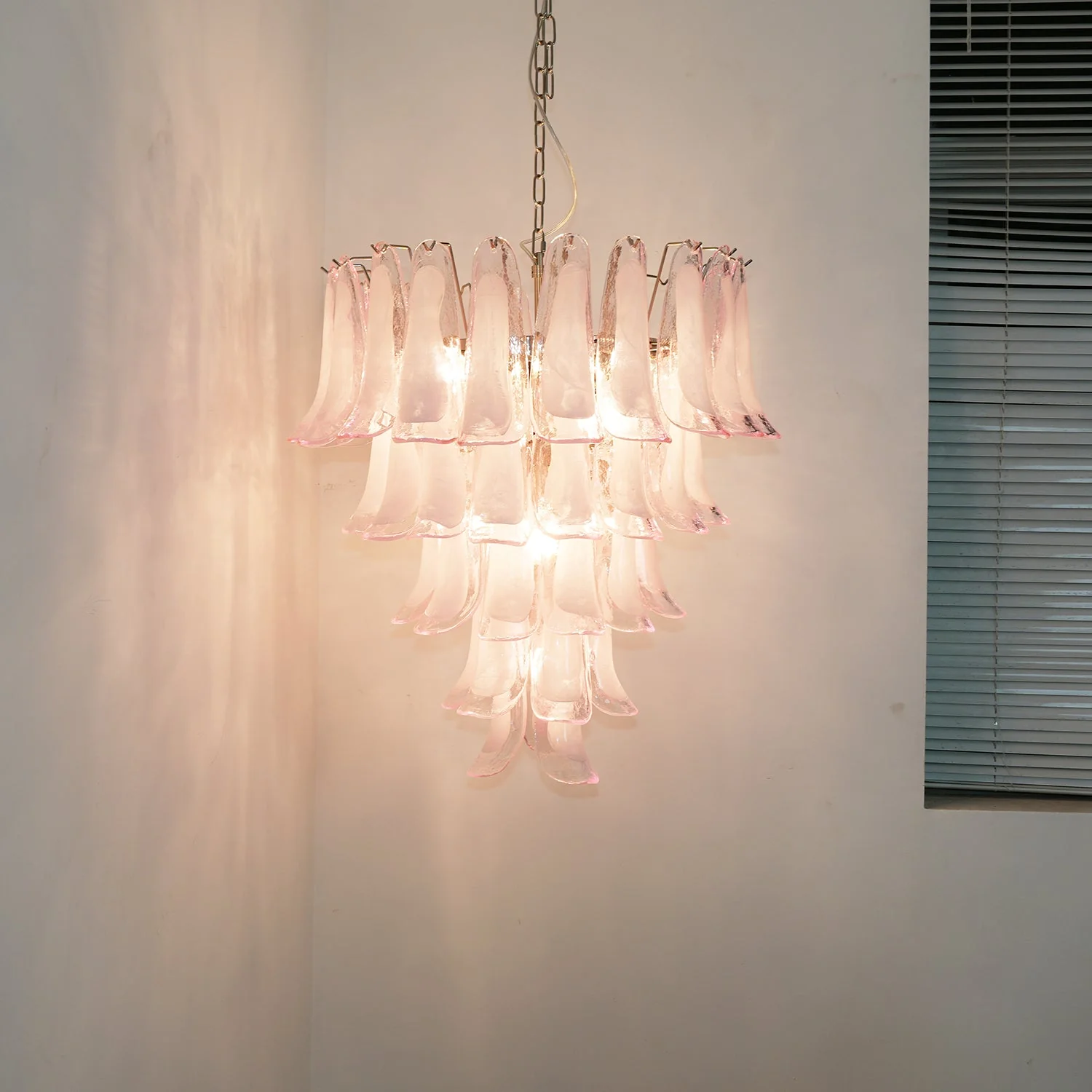 Murano Pink Glass Petals Chandelier - Image 17