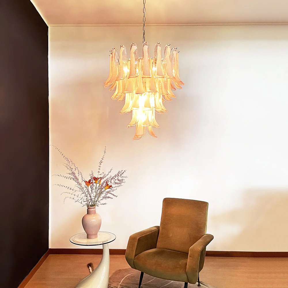 Murano Pink Glass Petals Chandelier - Image 19