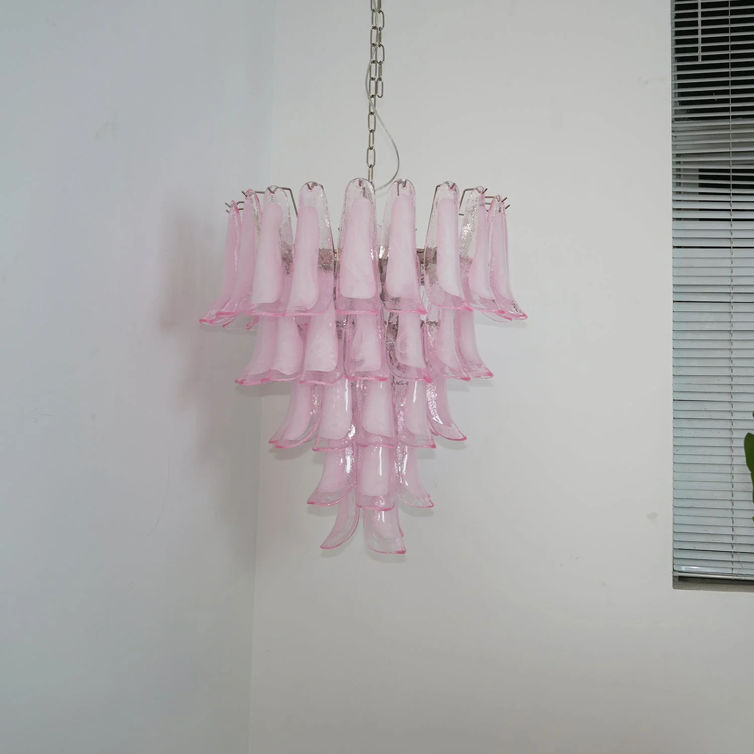 Murano Pink Glass Petals Chandelier - Image 5