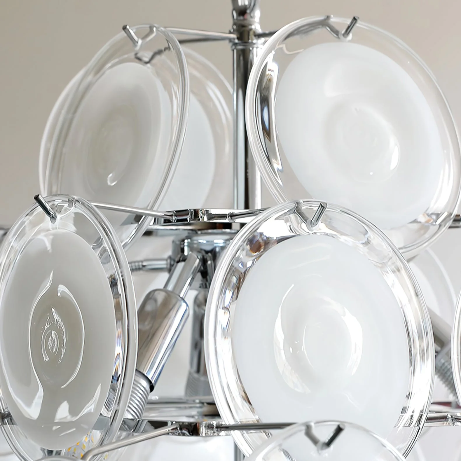 Murano Disc White Glass Chandelier - Image 13