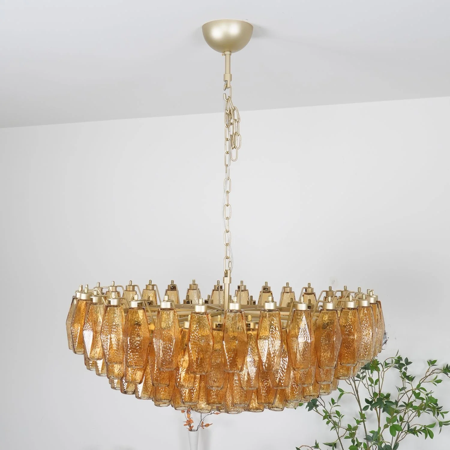 Murano Rhombus Amber Glass Chandelier - Image 30