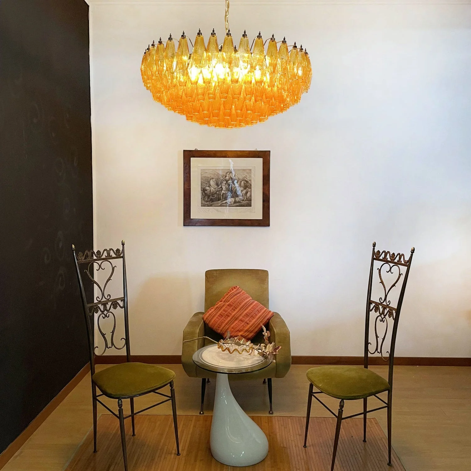 Murano Rhombus Amber Glass Chandelier - Image 31