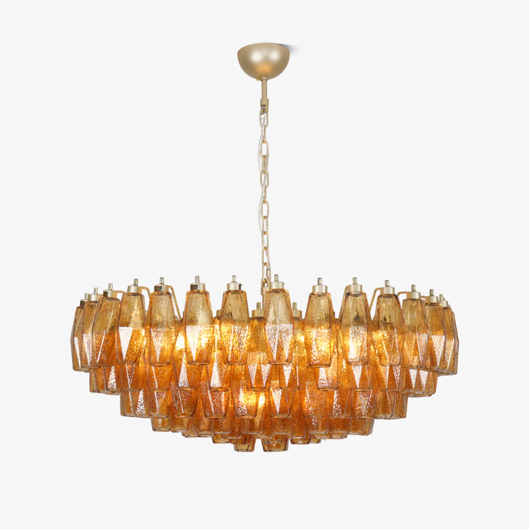 Murano Rhombus Amber Glass Chandelier - Image 40