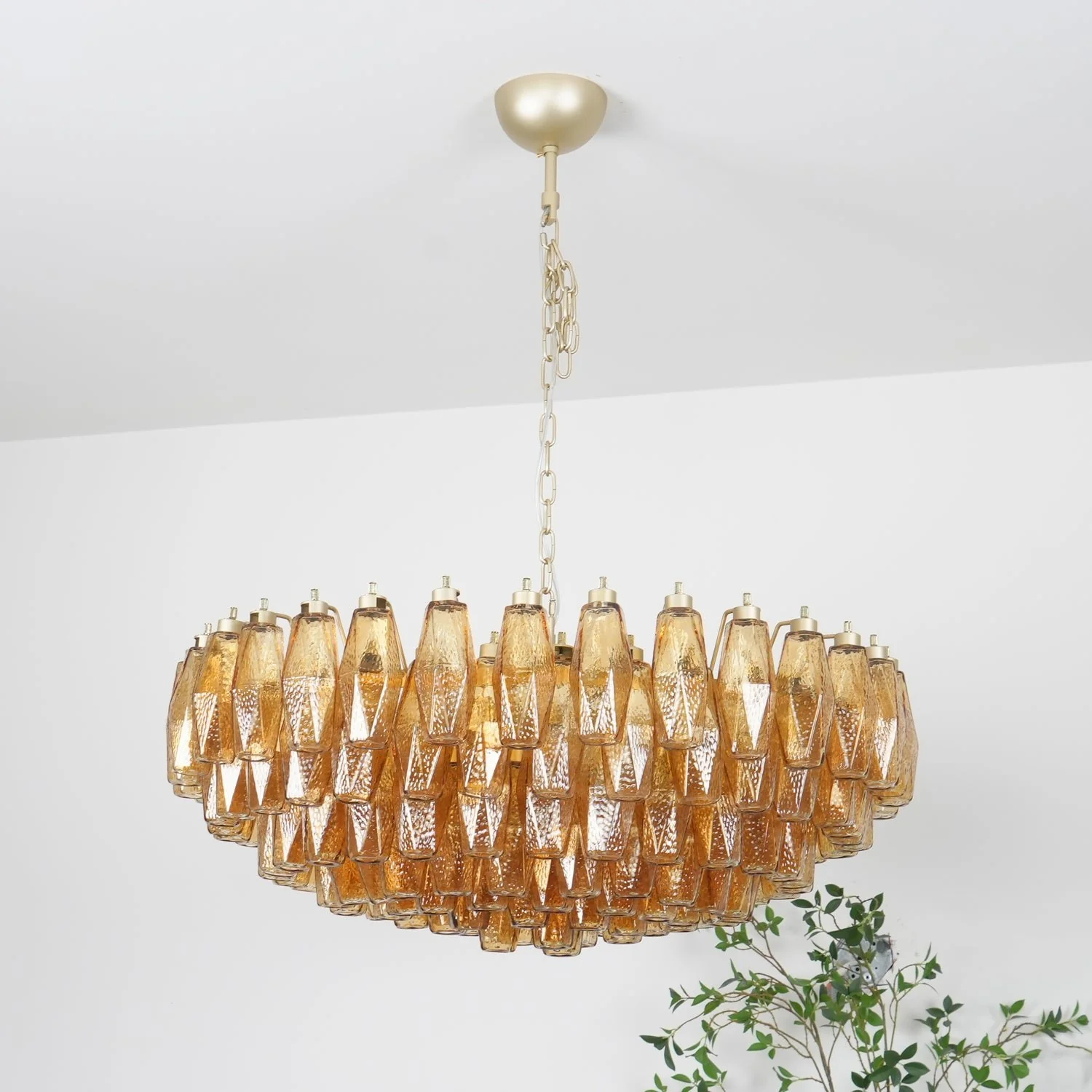 Murano Rhombus Amber Glass Chandelier - Image 7