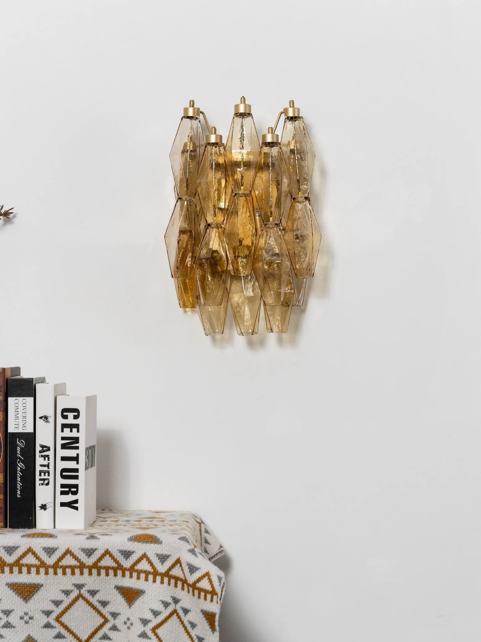 Murano Rhombus Amber Glass Wall Lamp - Image 2