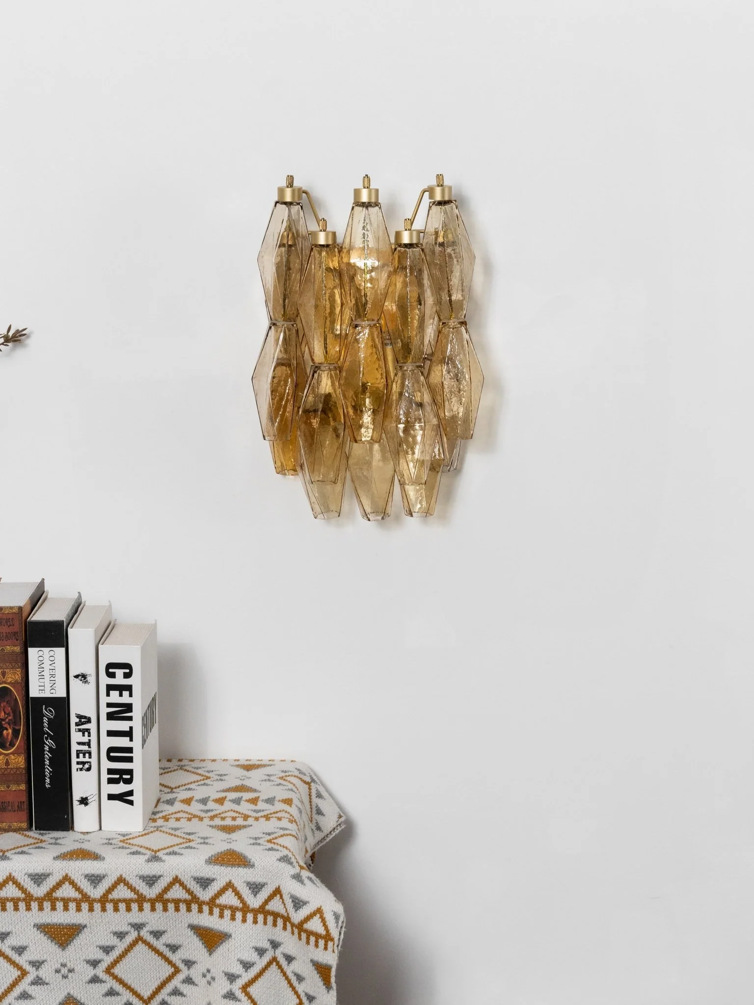 Murano Rhombus Amber Glass Wall Lamp - Image 6