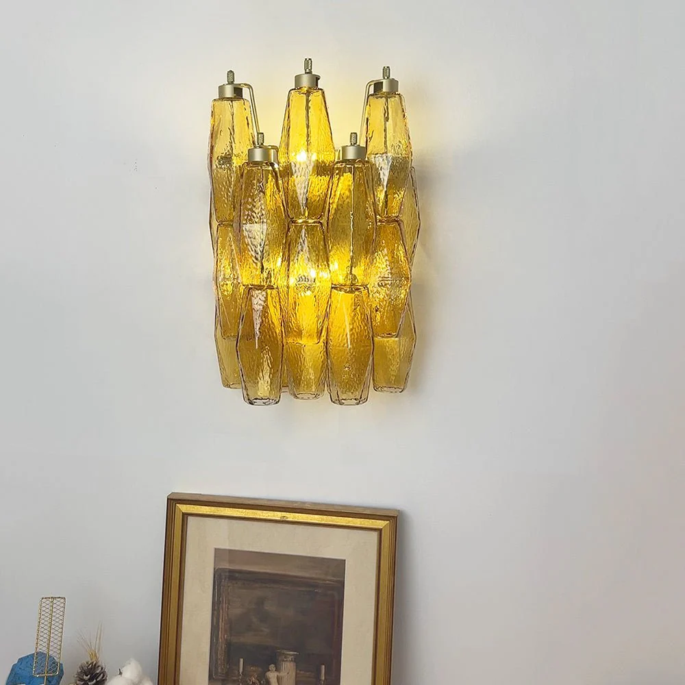 Murano Rhombus Amber Glass Wall Lamp - Image 7