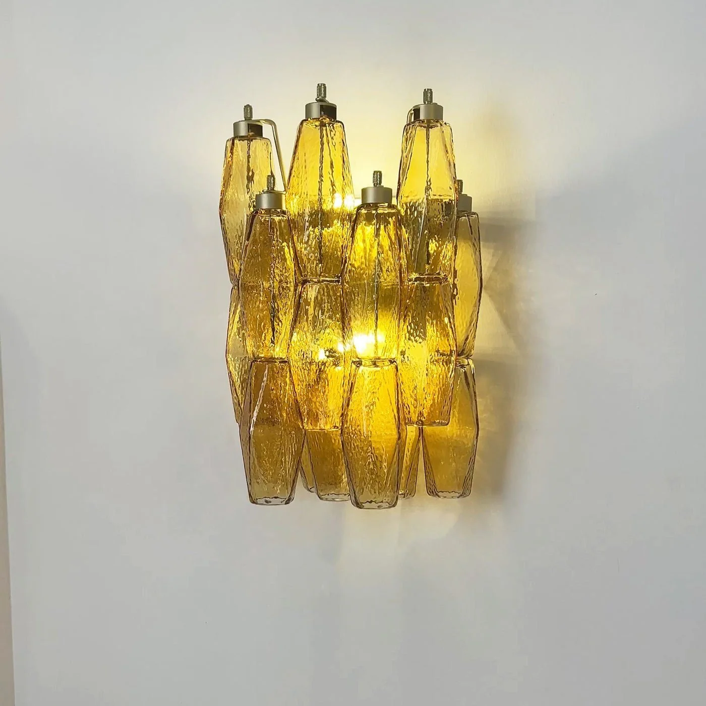 Murano Rhombus Amber Glass Wall Lamp - Image 8