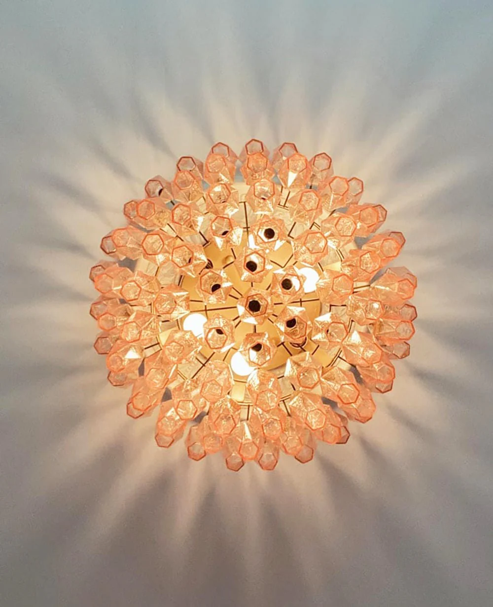 Murano Rhombus Pink Glass Ceiling Lamp - Image 10