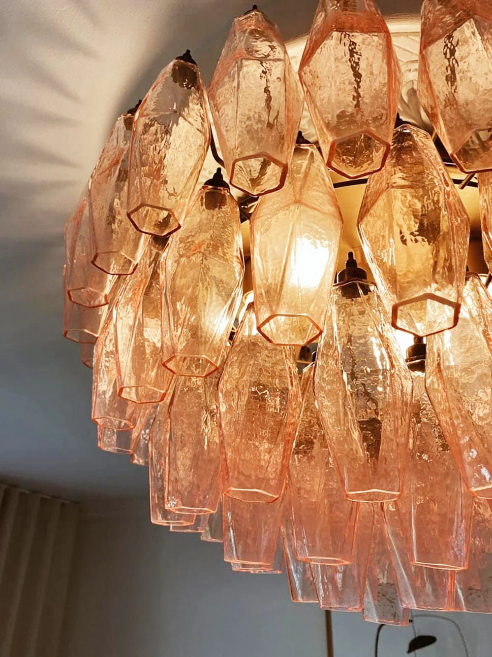 Murano Rhombus Pink Glass Ceiling Lamp - Image 12