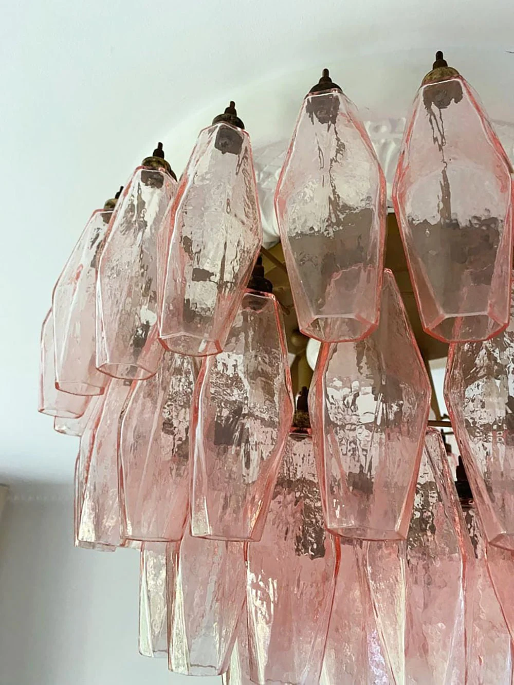 Murano Rhombus Pink Glass Ceiling Lamp - Image 13