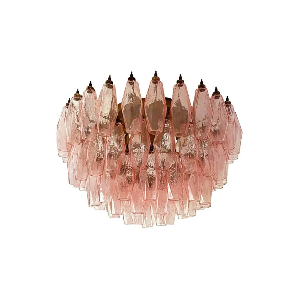 Murano Rhombus Pink Glass Ceiling Lamp - Image 14