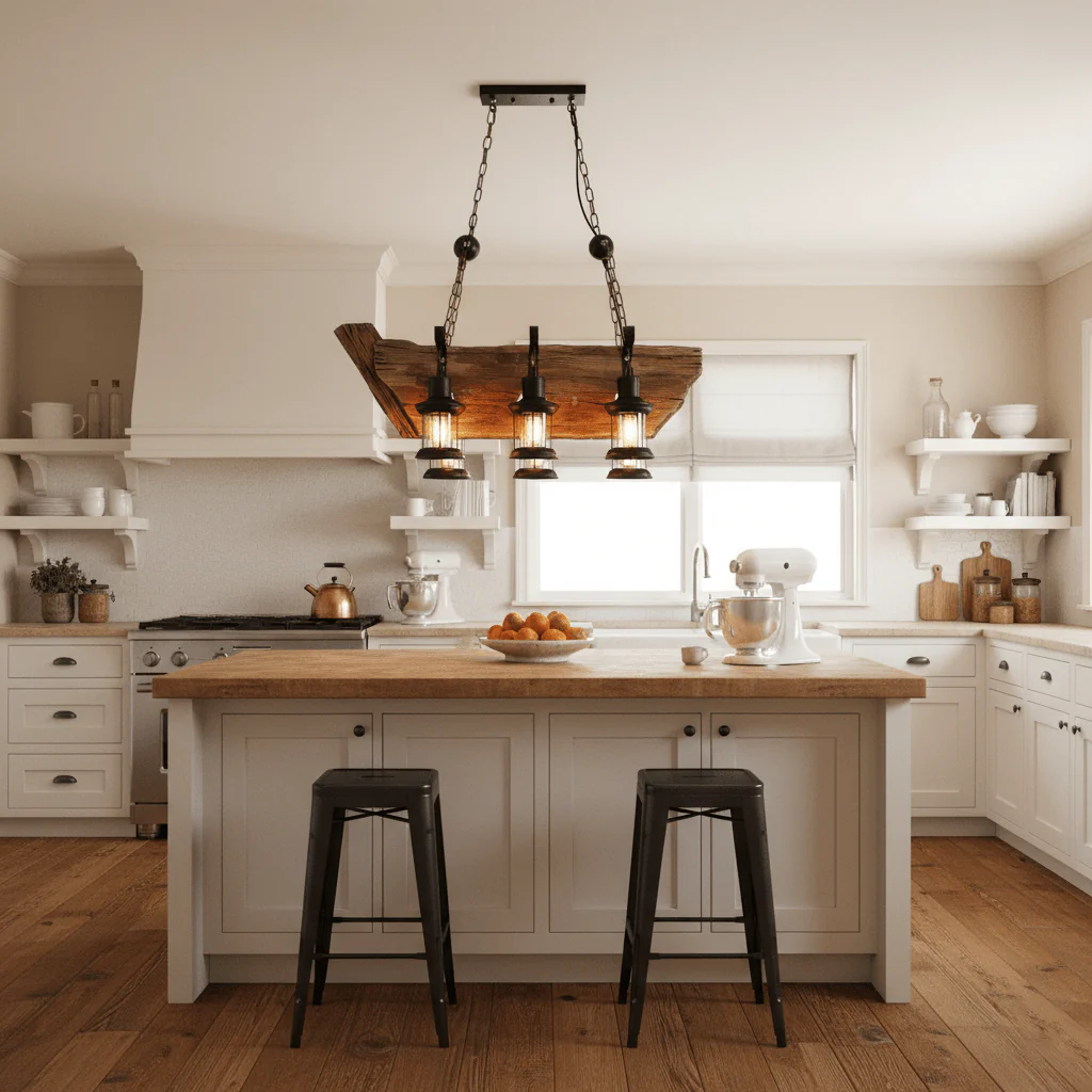 Nautical Industrial Style Wooden Chandelier - Image 11