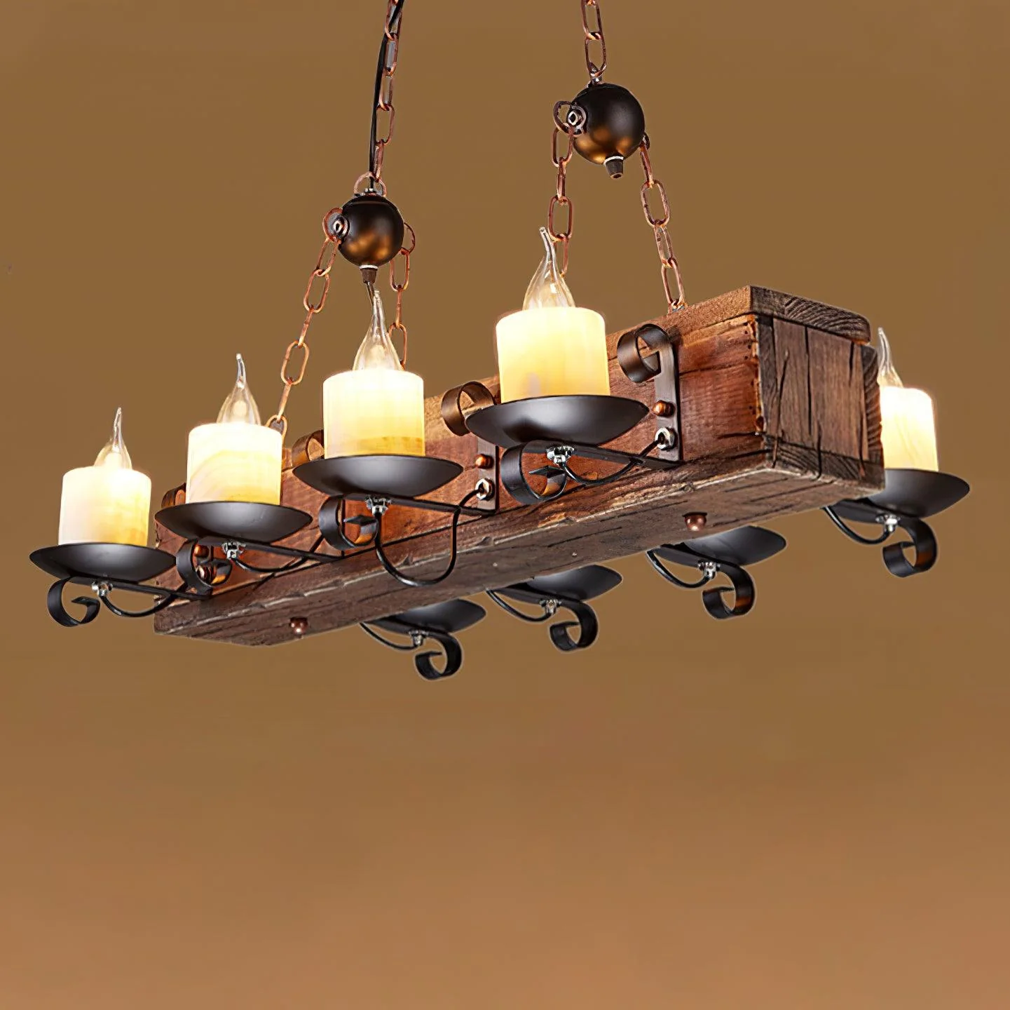 Nautical Industrial Style Wooden Chandelier - Image 45
