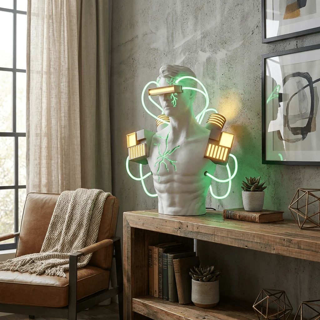 Neon Circuit Bust Sculpture Table Lamp - Image 2