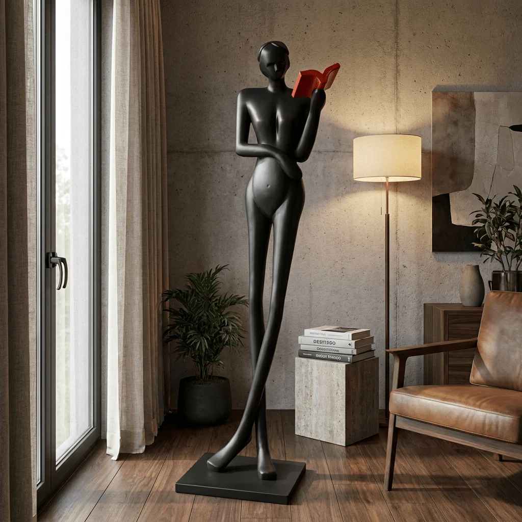 Noir Muse Reading Sculpture - Image 2