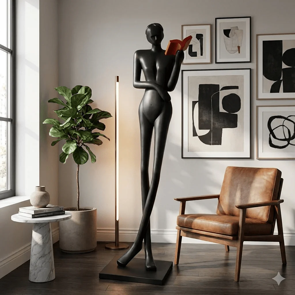 Noir Muse Reading Sculpture - Image 3