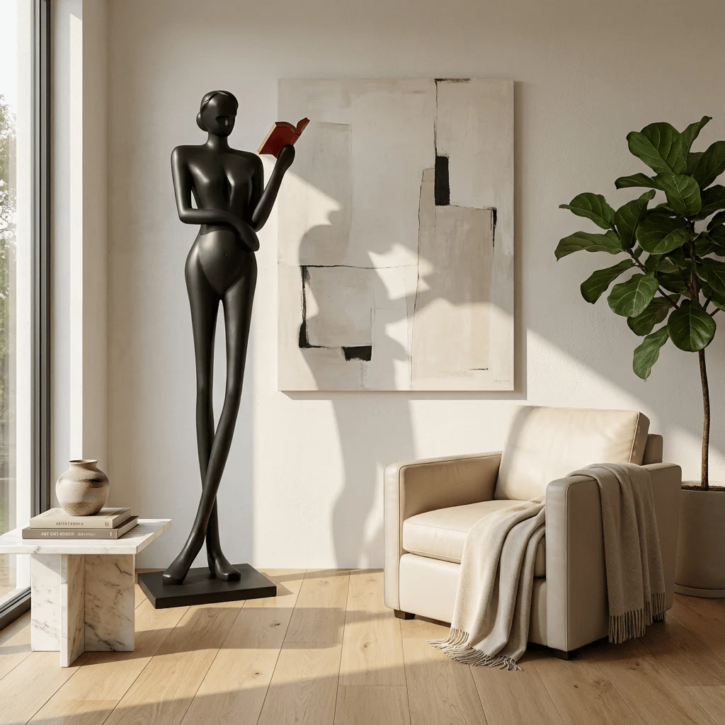 Noir Muse Reading Sculpture - Image 4