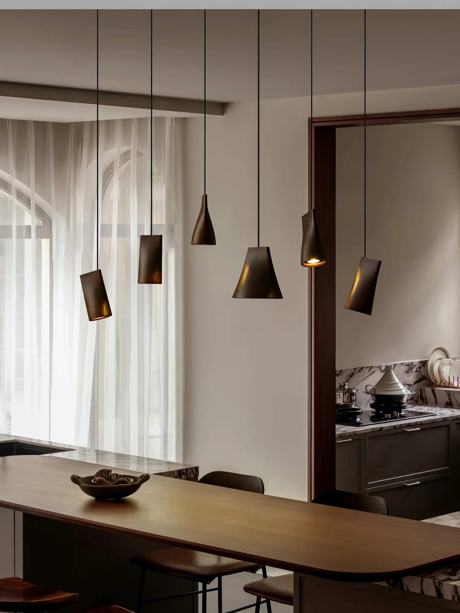 Nordic Tilted Wood Pendant Light - Image 4