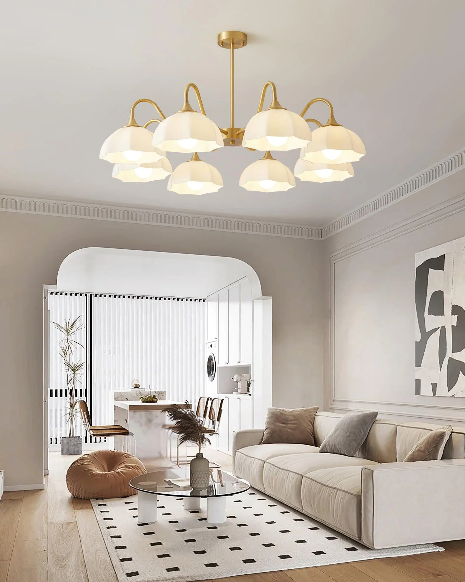 Octagonal Glass Bowl Chandelier - Image 34