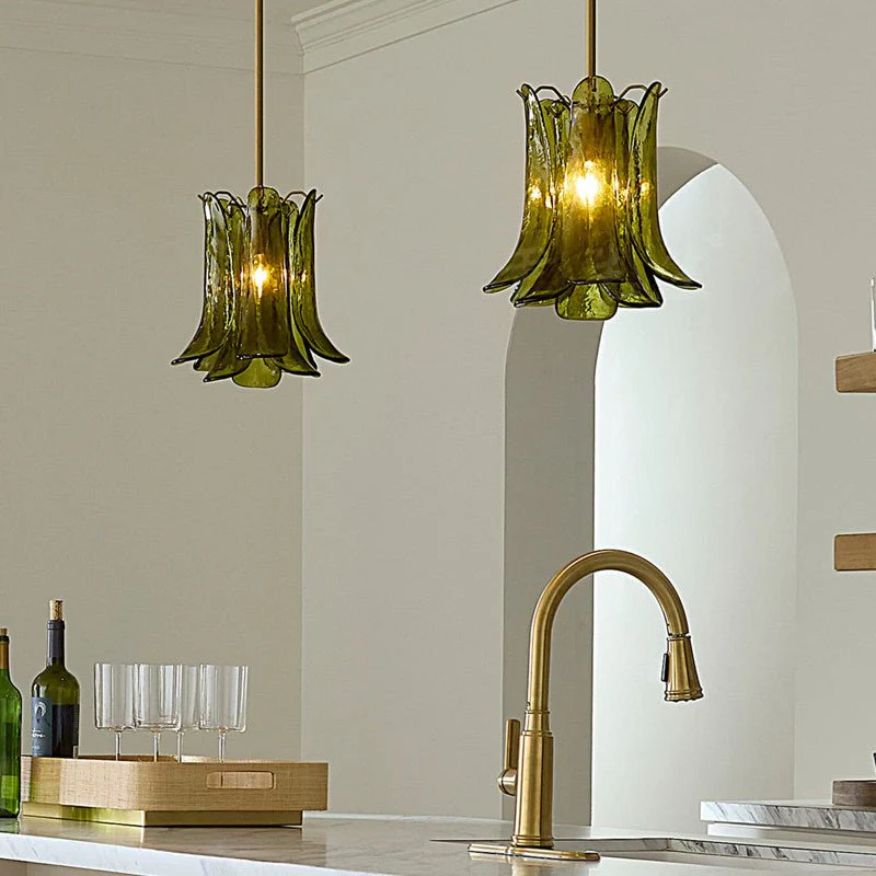 Olive Petal Glass Pendant Lamp - Image 2